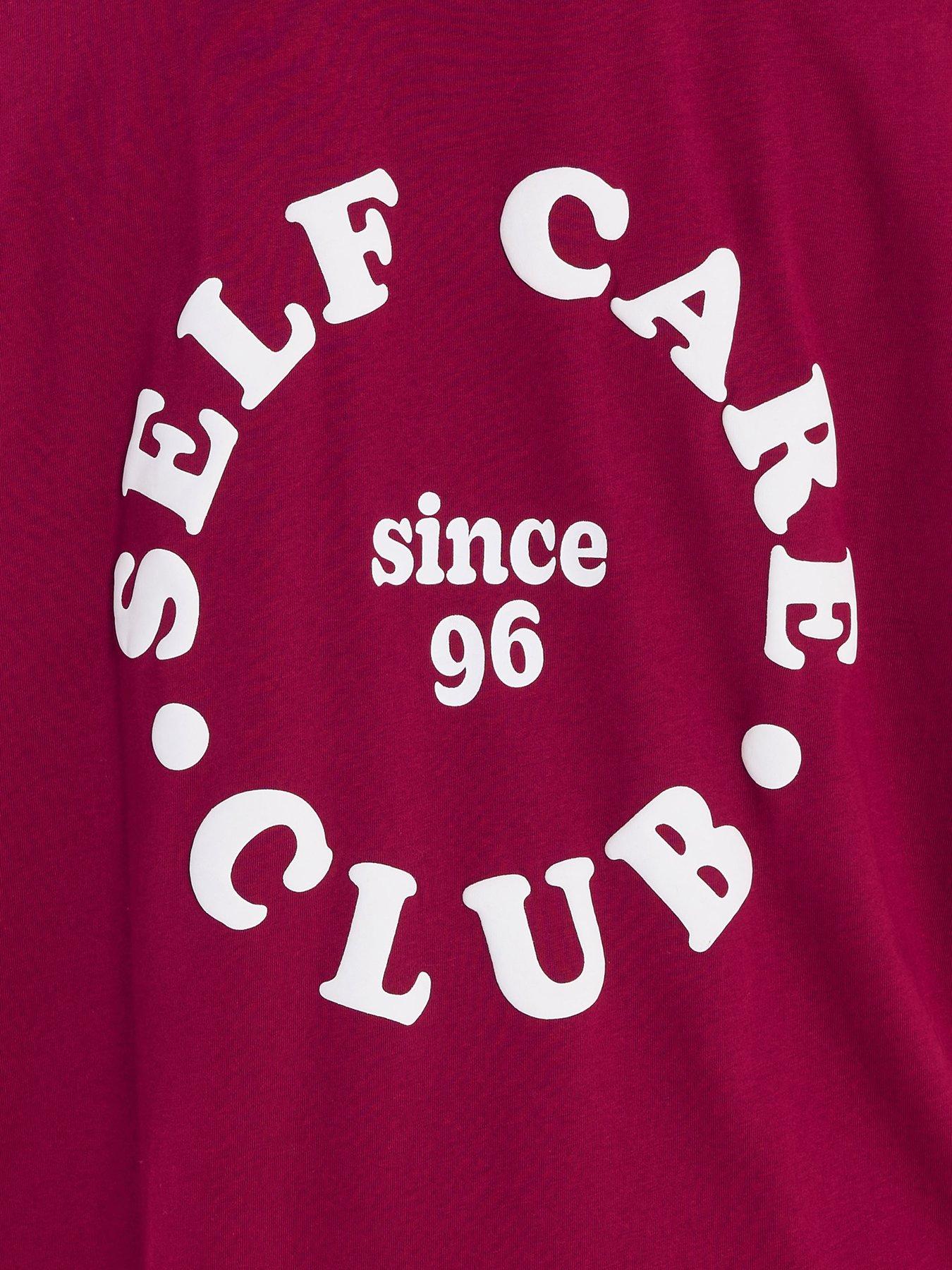 Image 4 of 4 of Yours Curve Self Care Club Active T-Shirt - Red