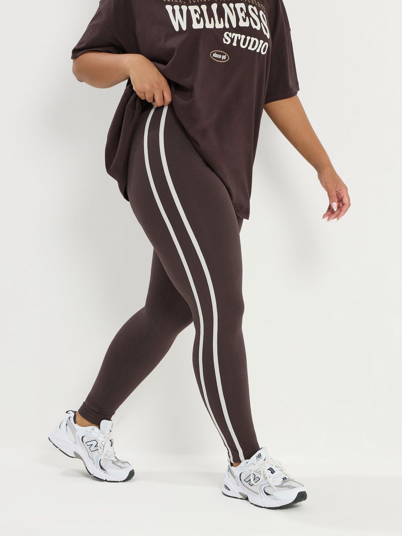  image of yours-curve-side-stripe-active-legging-brown