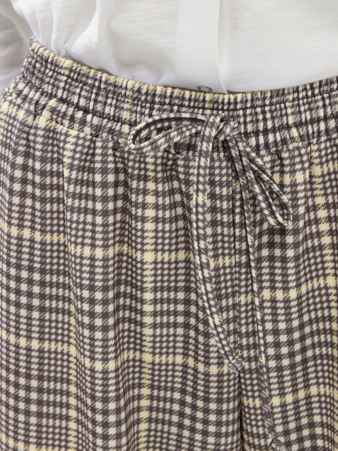  image of pixiegirl-petite-check-scuba-wide-leg-trouser-brown