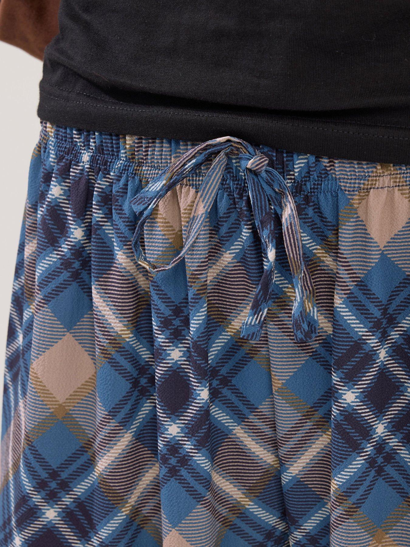  image of pixiegirl-petite-check-wide-leg-trouser-blue