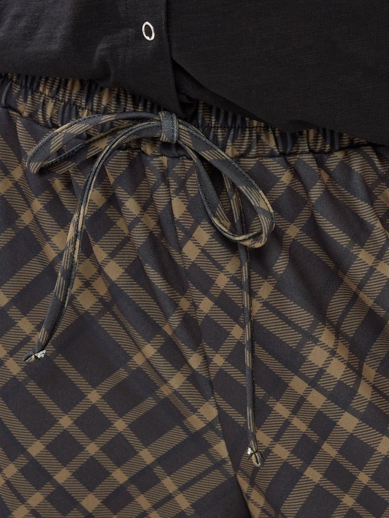  image of pixiegirl-petite-check-scuba-wide-leg-trouser-brown