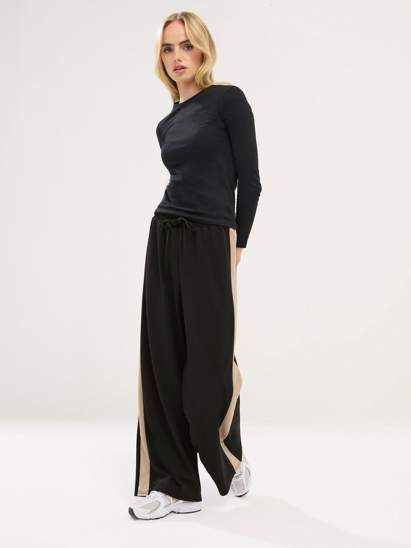  image of pixiegirl-petite-satin-scuba-wide-leg-trouser-black