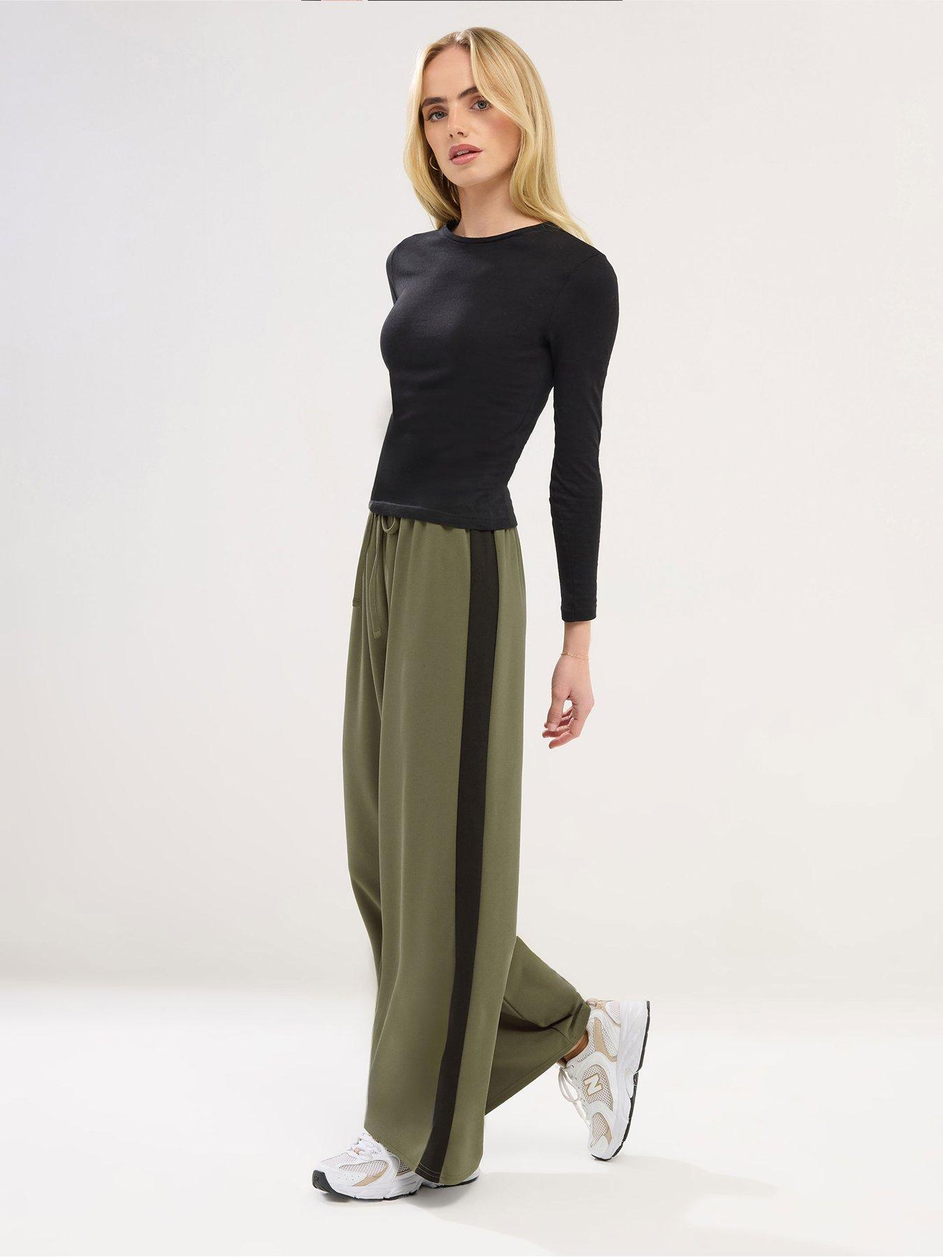  image of pixiegirl-petite-scuba-wide-leg-trouser-green