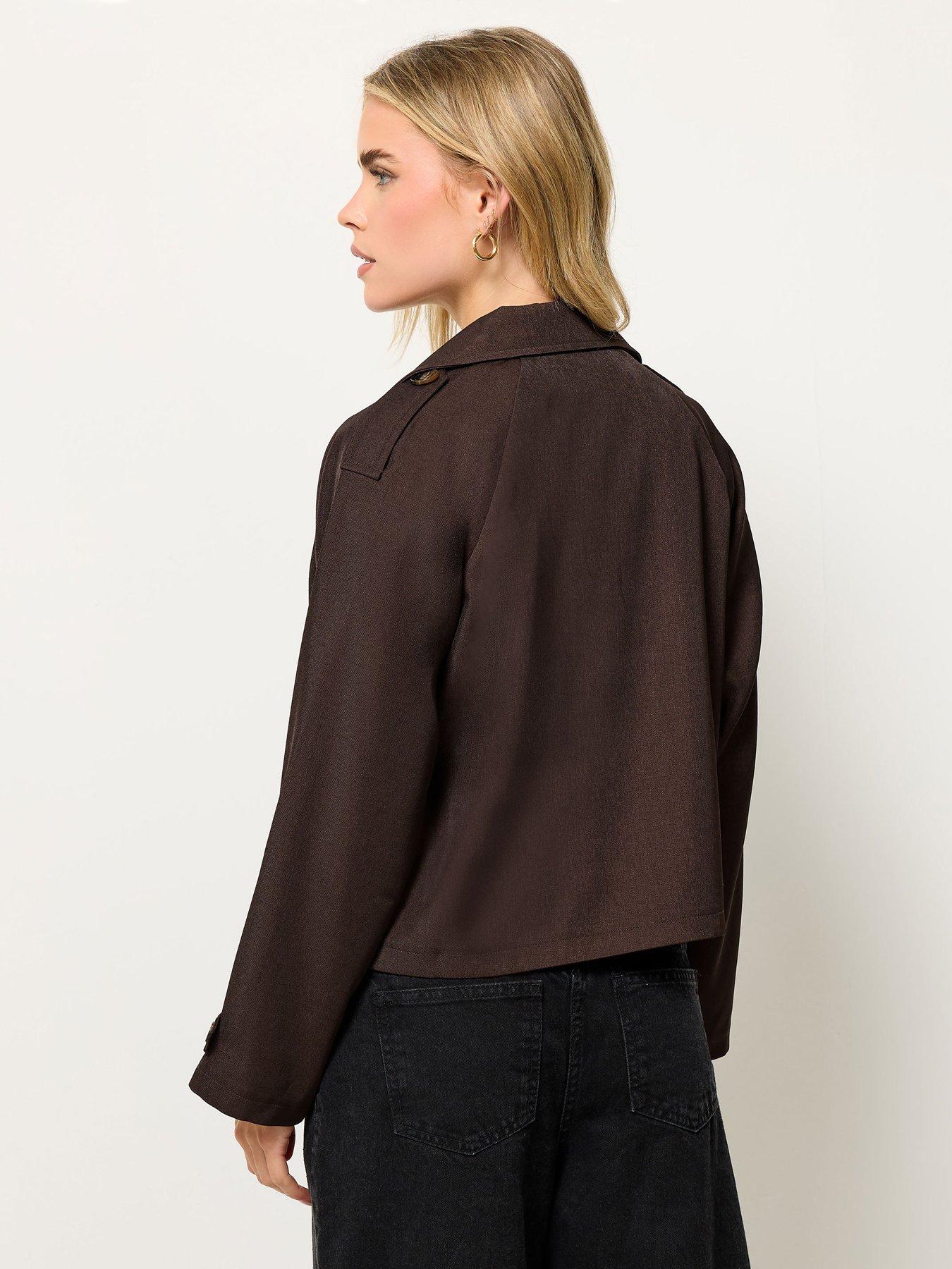 Image 2 of 4 of PixieGirl Petite Cropped Trench Coat - Brown
