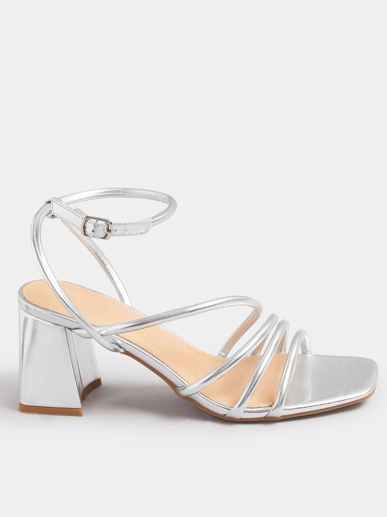 Yours Standard Fit Asymmetric Block Heel - Silver