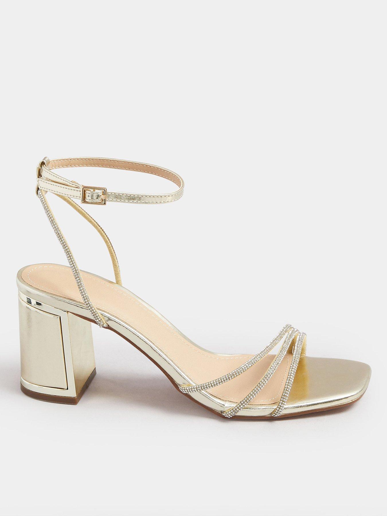 Image 1 of 4 of Yours Standard Fit Asymmetric Glitz Block Heel - Gold