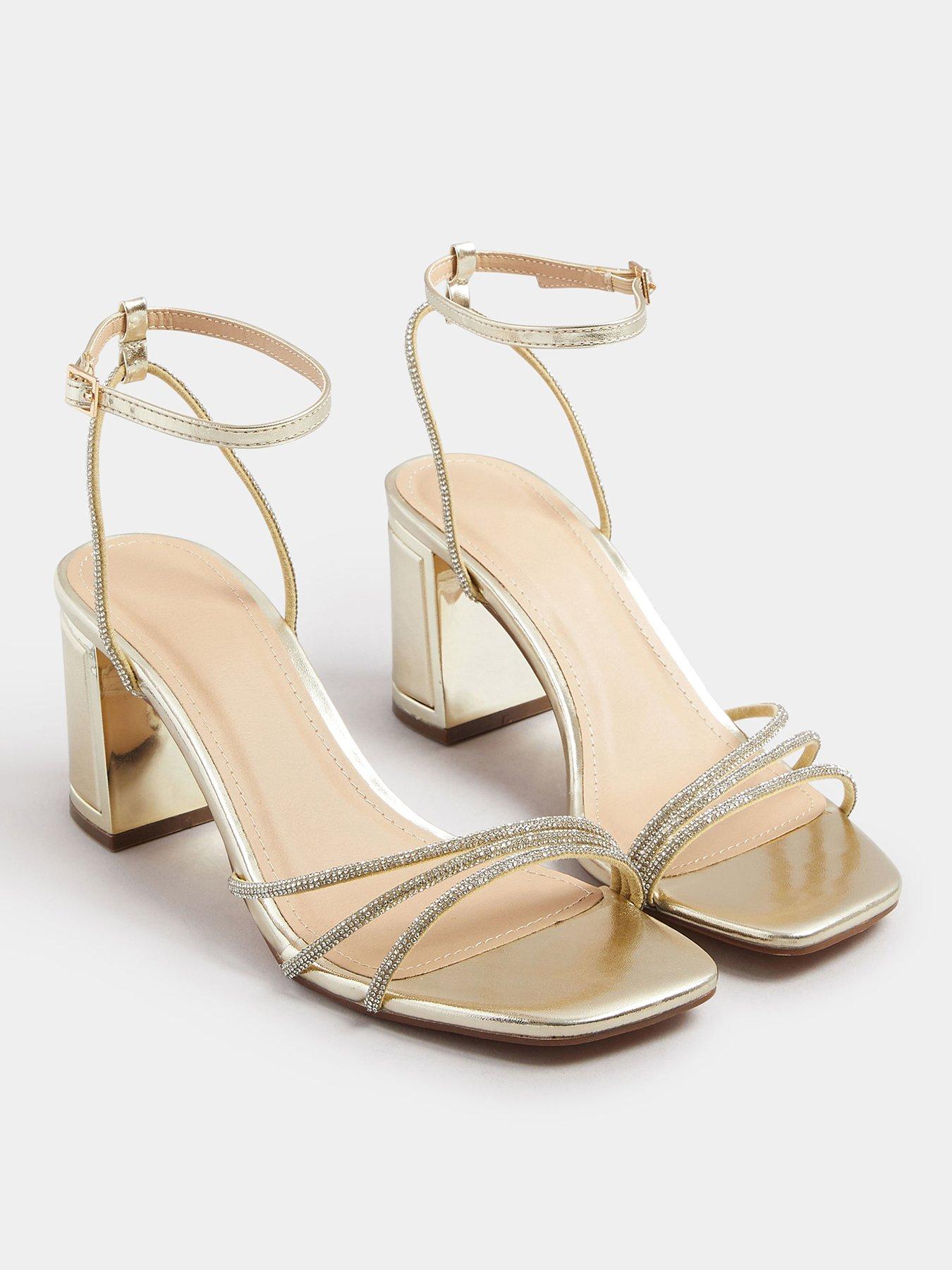 Image 2 of 4 of Yours Standard Fit Asymmetric Glitz Block Heel - Gold