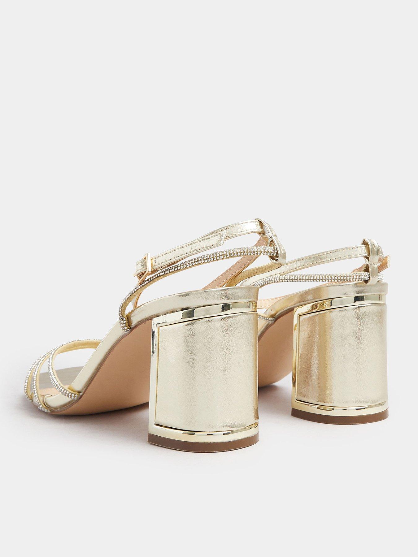 Image 3 of 4 of Yours Standard Fit Asymmetric Glitz Block Heel - Gold