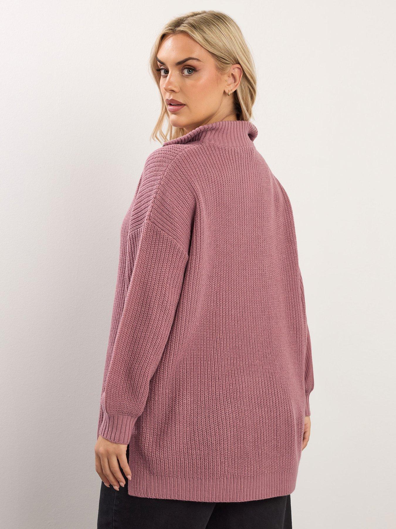 Image 2 of 4 of Yours Curve Quarter Zip Jumper - Pink