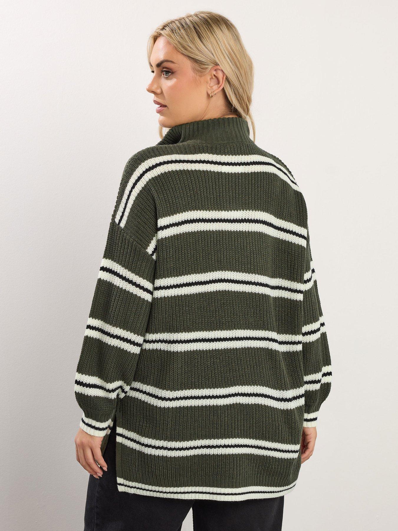 Image 2 of 4 of Yours Curve Quarter Zip Jumper - Green