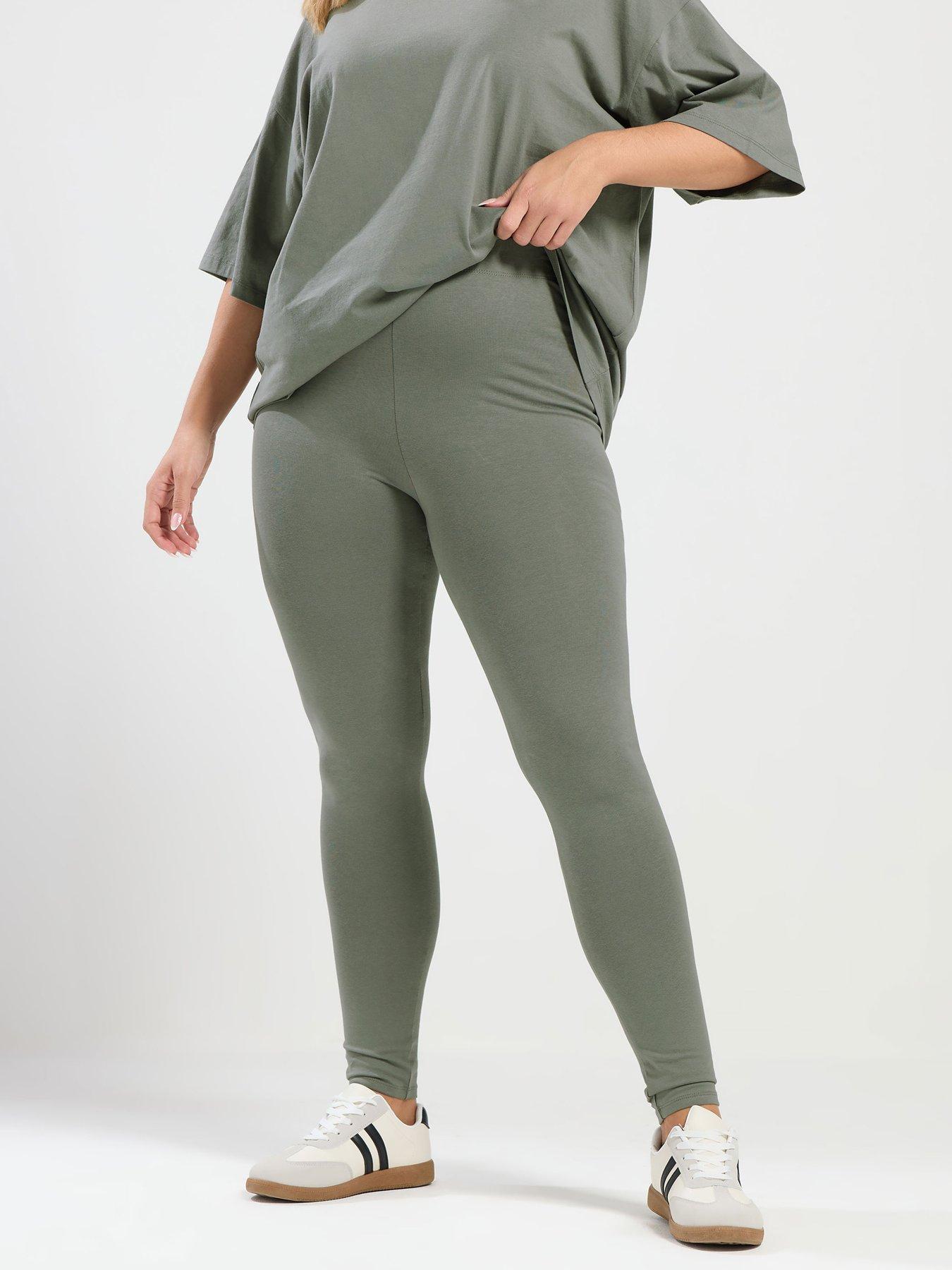 Yours Curve Basic Leggings - Green
