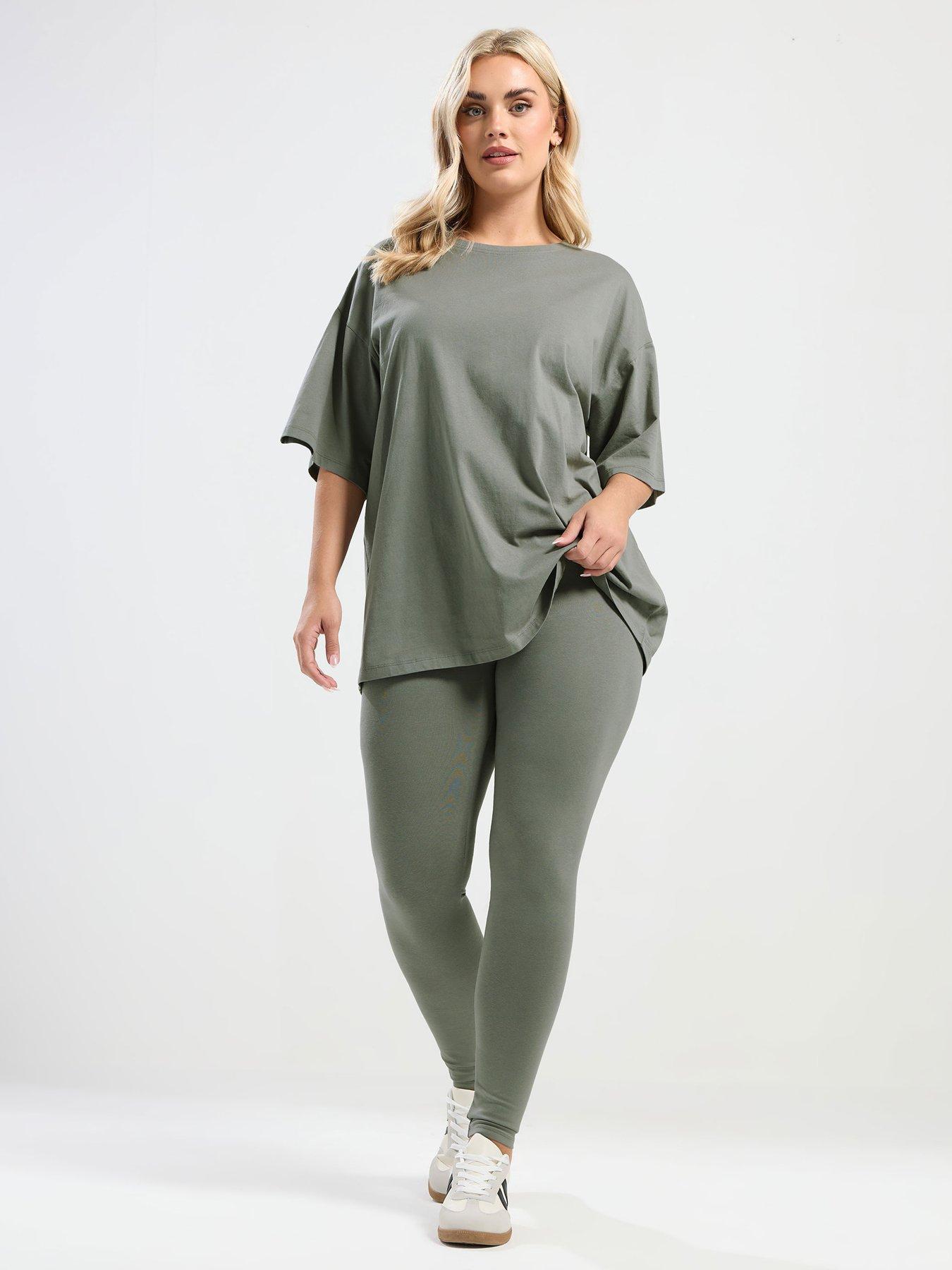 Image 3 of 4 of Yours Curve Basic Leggings - Green