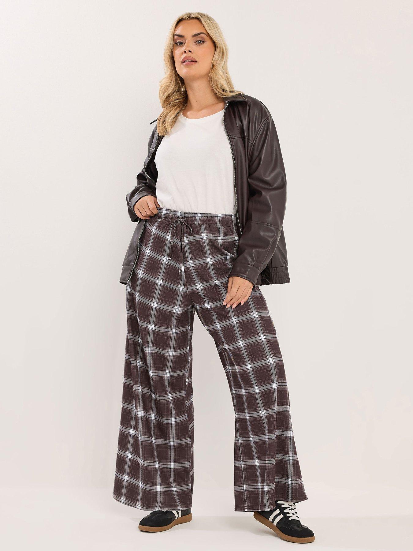 Image 3 of 4 of Yours Curve Crepe Wide Leg Trouser - Brown