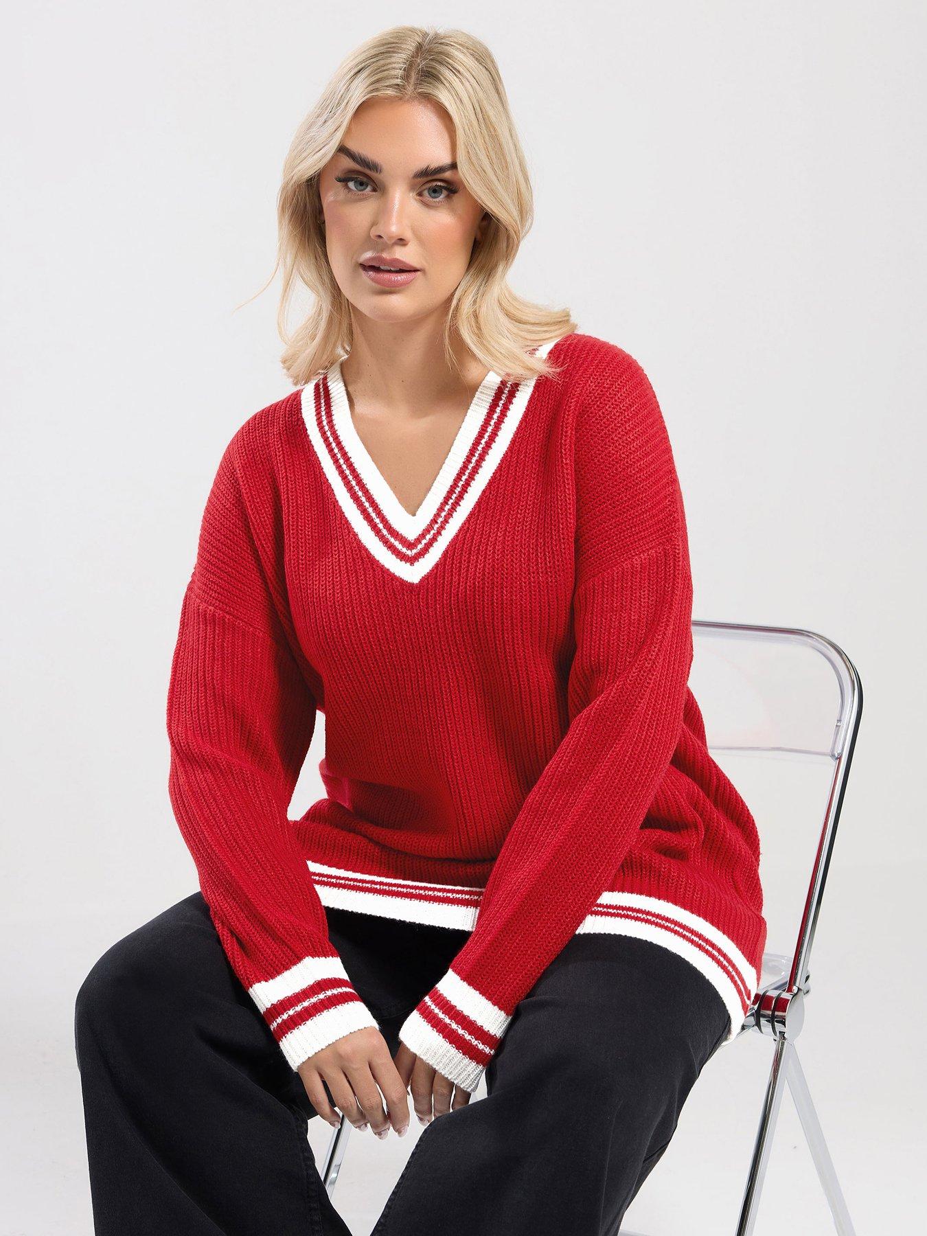 Image 1 of 4 of Yours Curve Tennis Jumper - Red