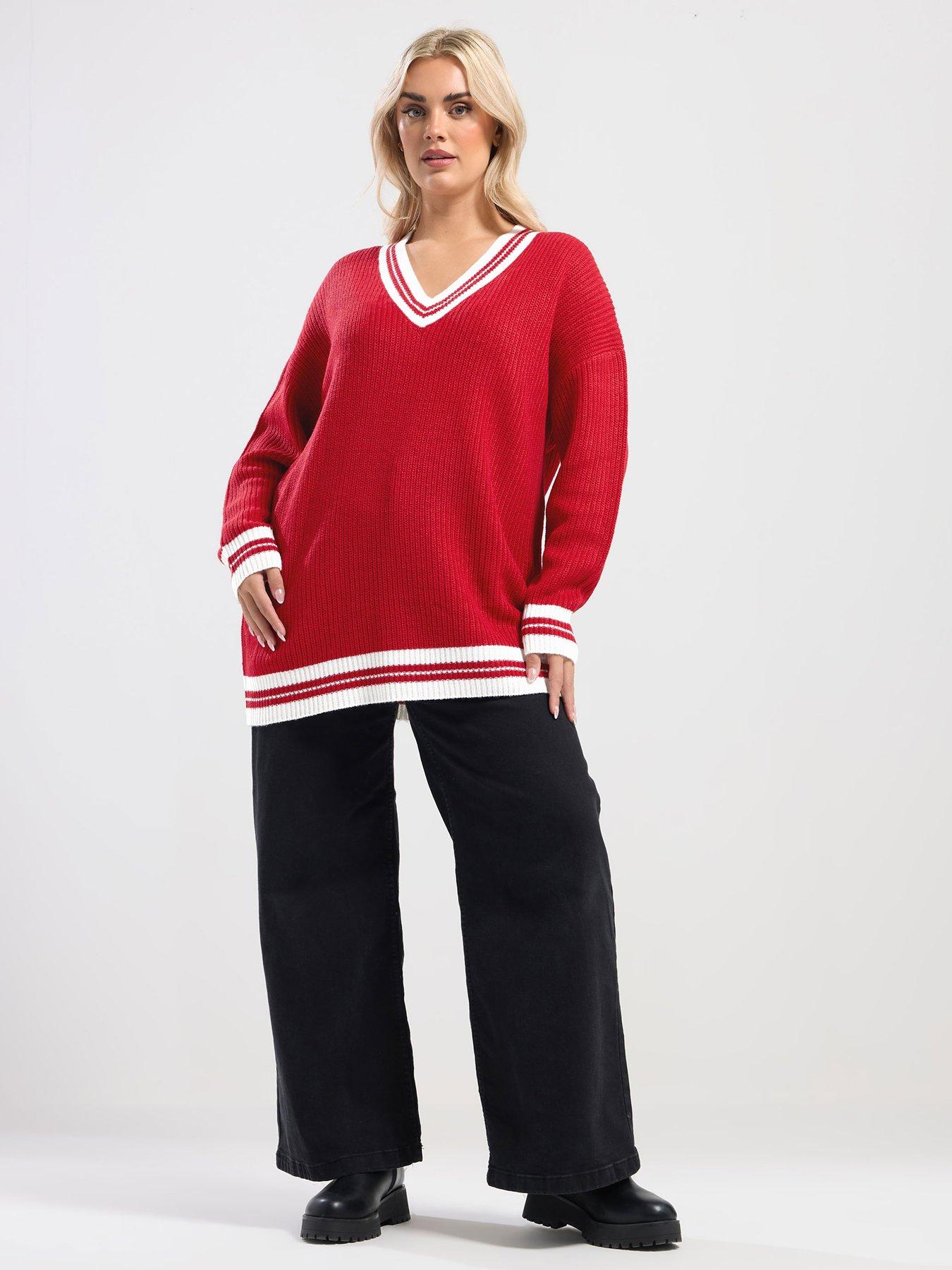 Image 3 of 4 of Yours Curve Tennis Jumper - Red