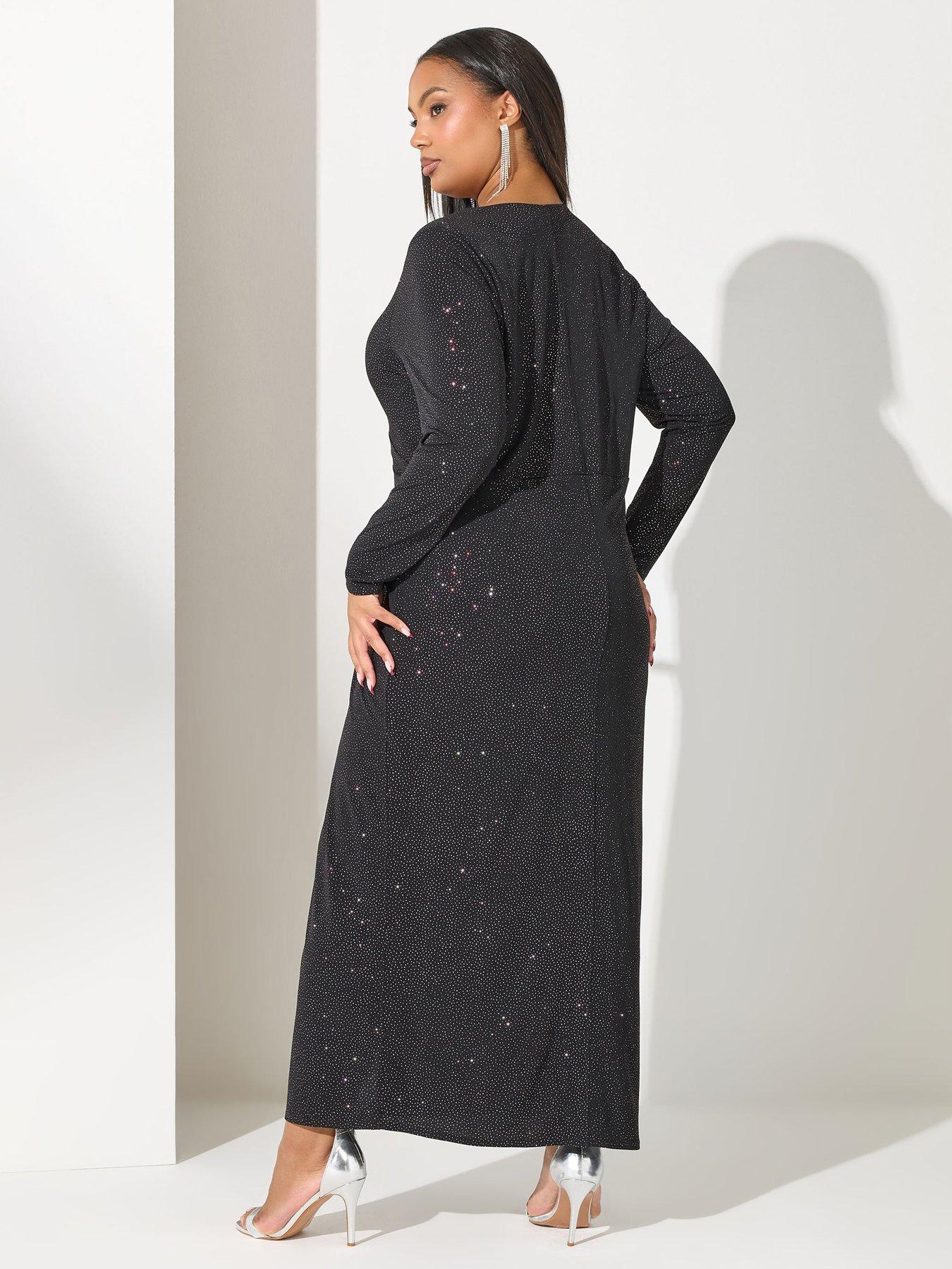  image of yours-curve-glitter-knot-front-maxi-dress-black
