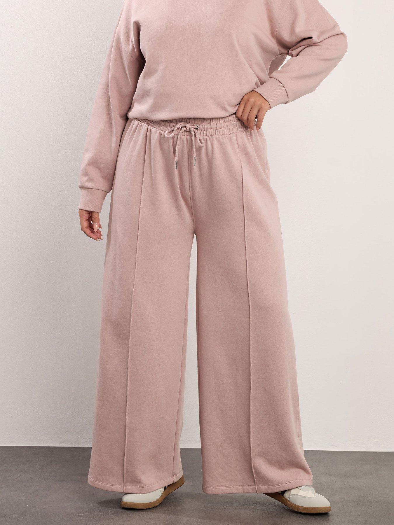 Image 1 of 4 of Yours Curve Wide Leg Jogger - Pink