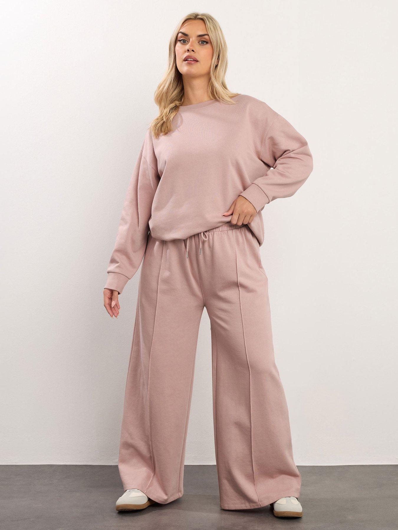 Image 3 of 4 of Yours Curve Wide Leg Jogger - Pink