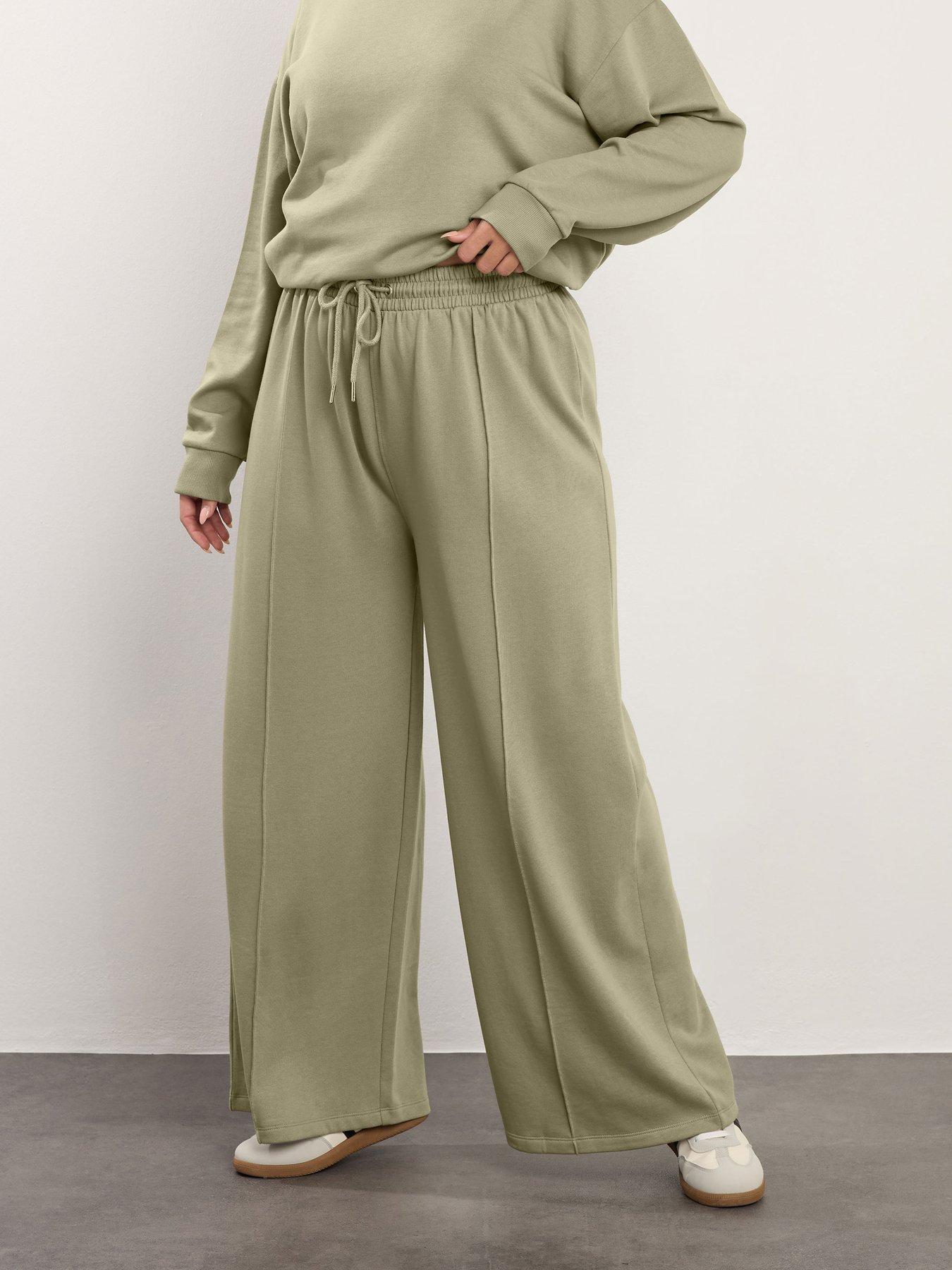 Yours Curve Wide Leg Jogger - Green
