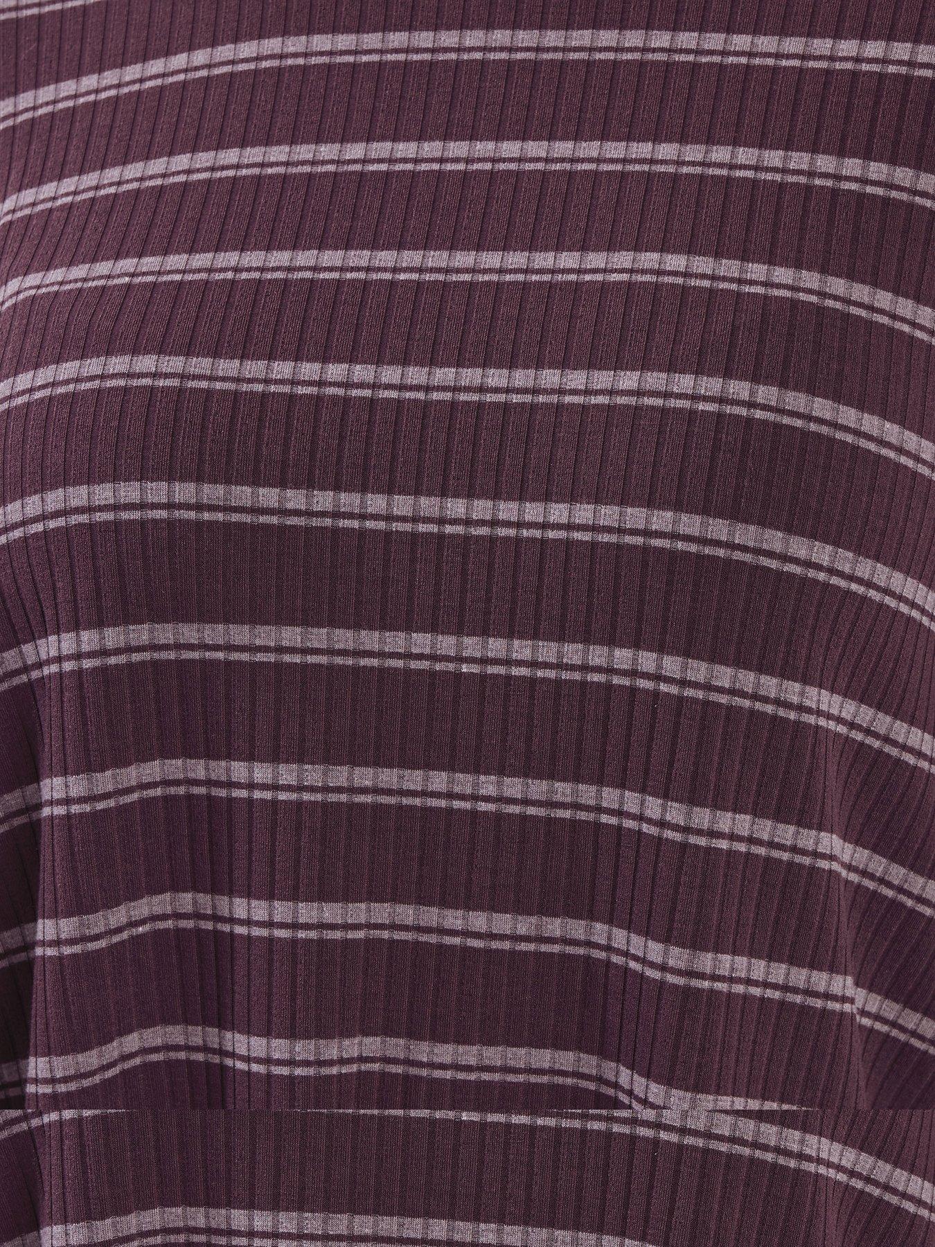 Image 4 of 5 of Yours Curve Ribbed Swing Stripe T-Shirt - Purple