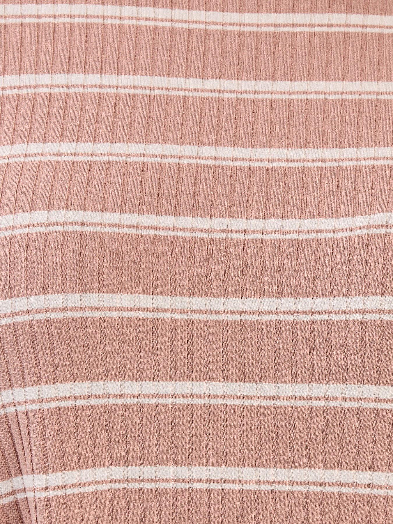  image of yours-curve-ribbed-swing-stripe-t-shirt-pink