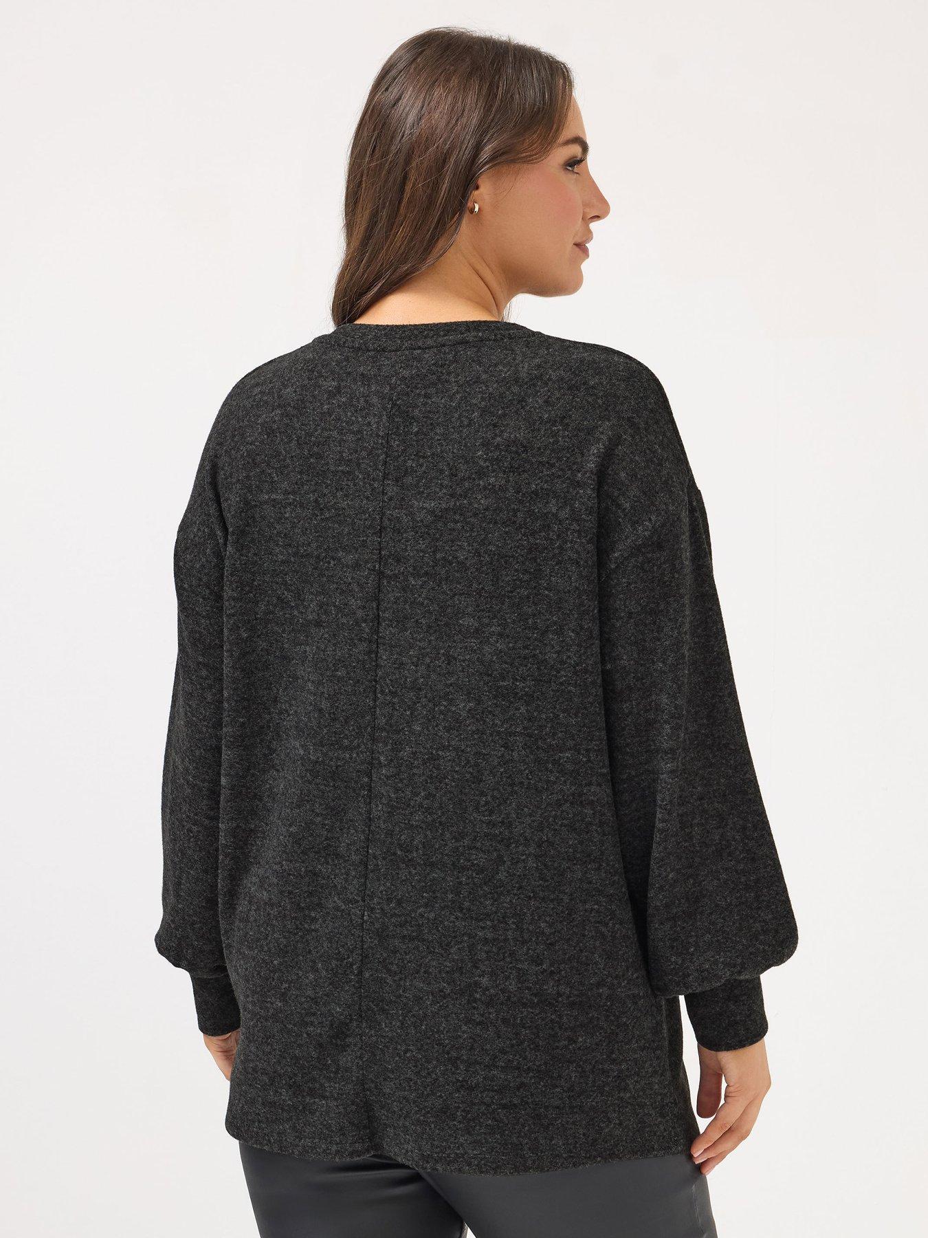  image of yours-curve-diamante-embellished-jumper-nbsp--grey