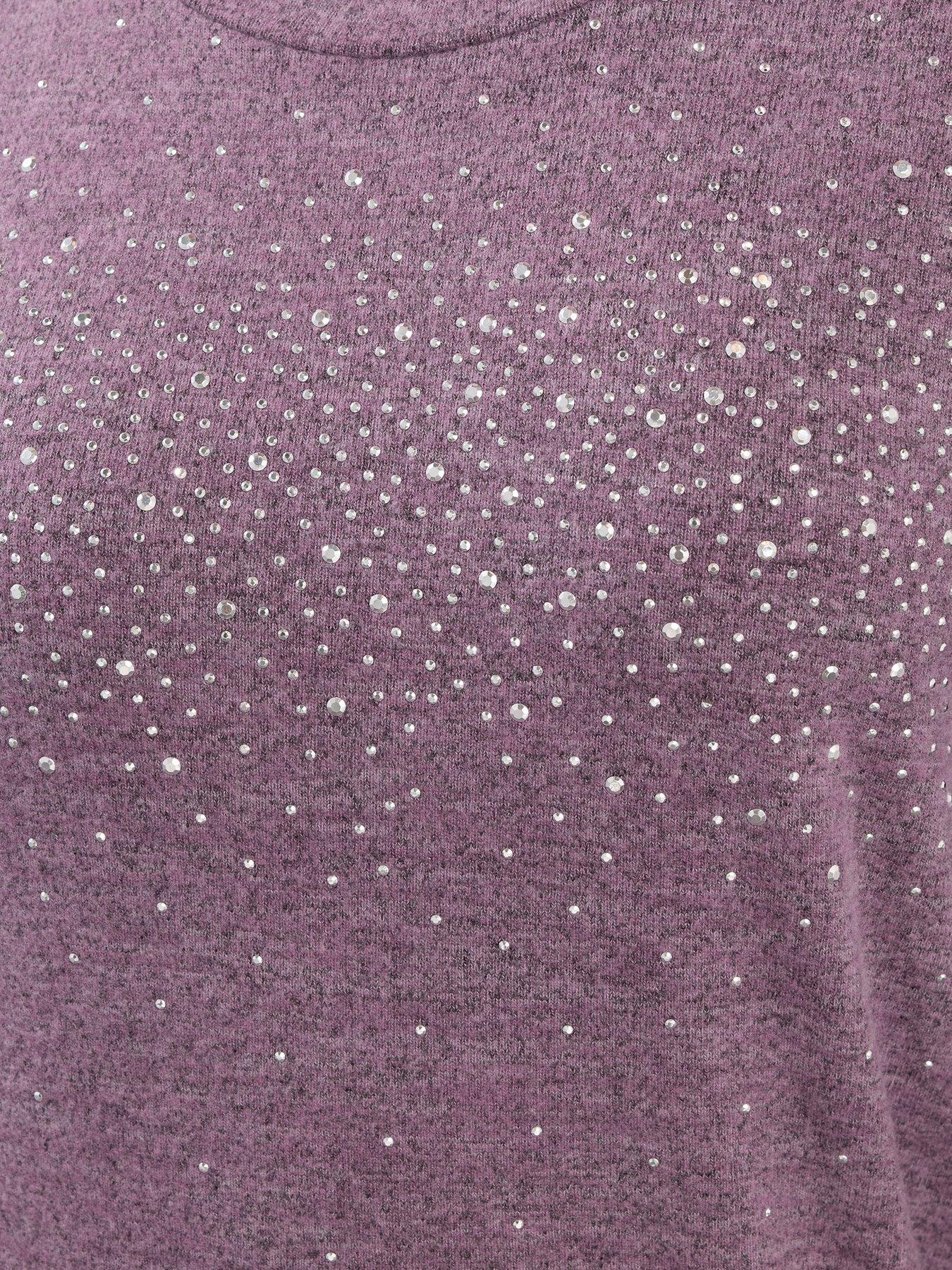 Image 4 of 4 of Yours Curve Stud Embellished Jumper - Pink