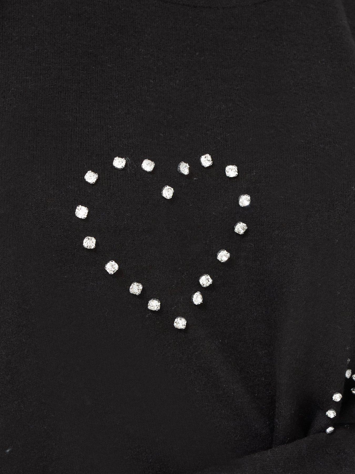  image of yours-curve-diamante-heart-jumper-black