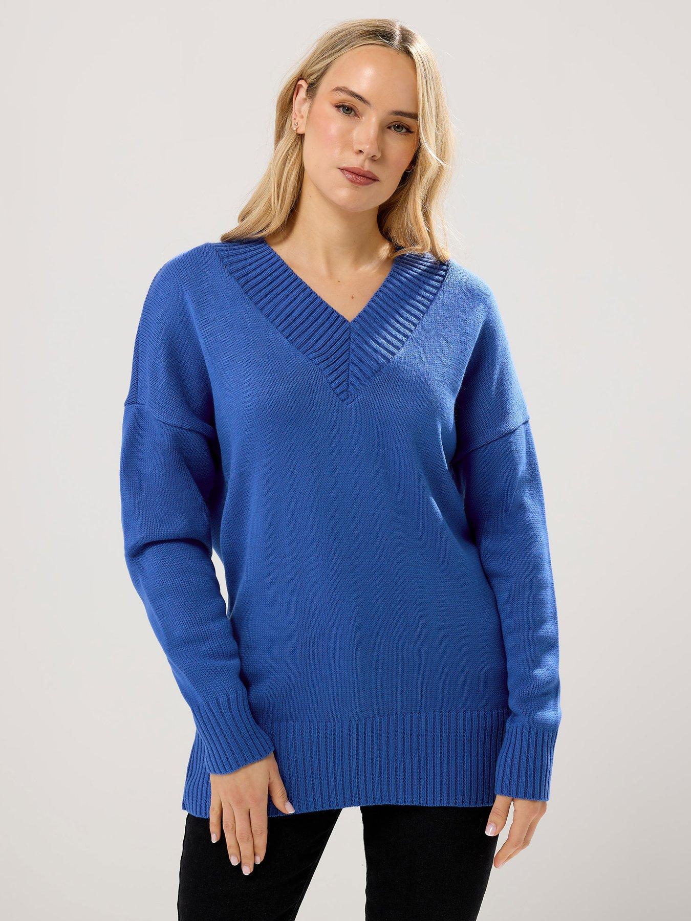 Long Tall Sally V Neck Jumper - Blue