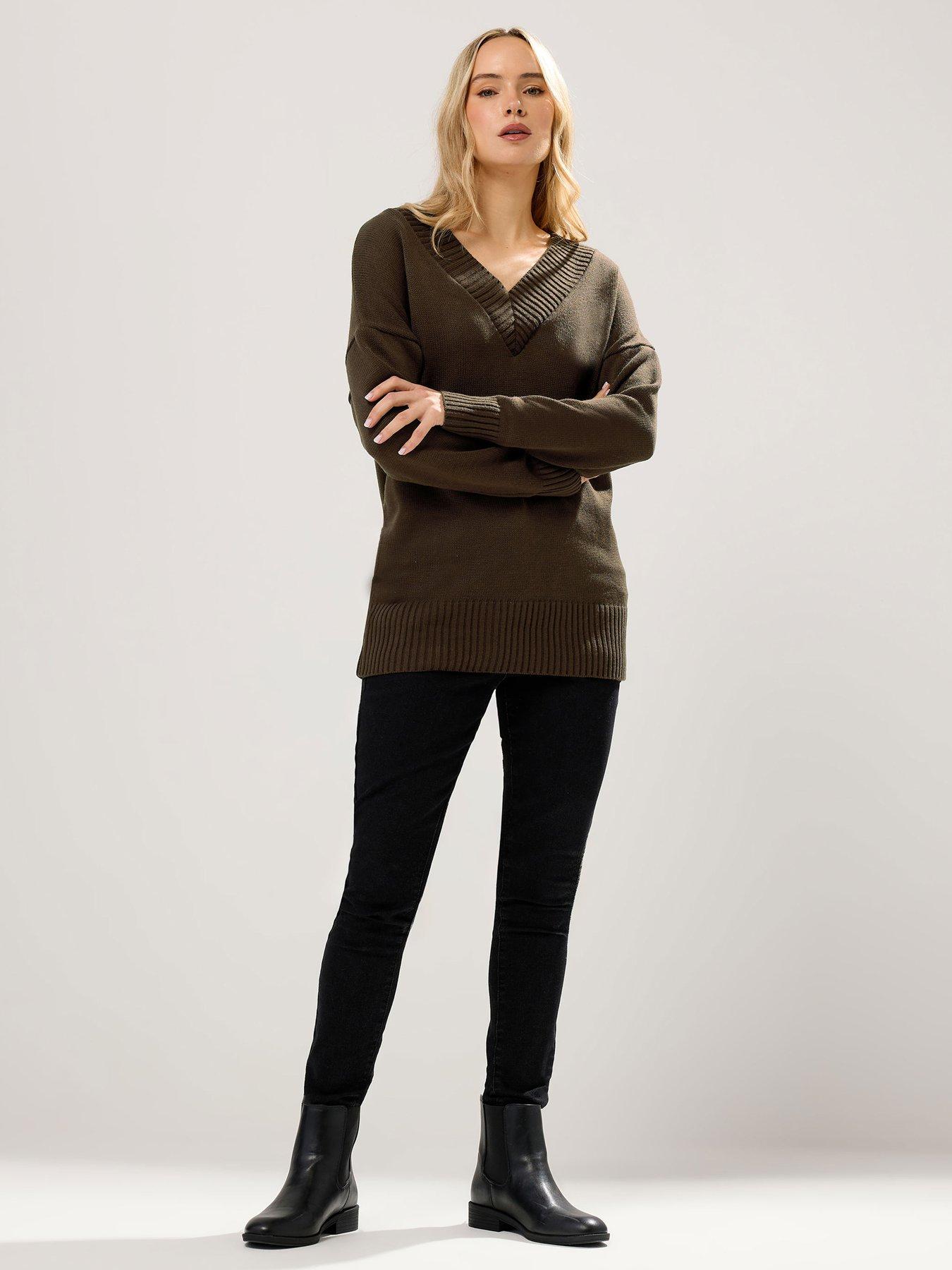  image of long-tall-sally-v-neck-jumper-brown