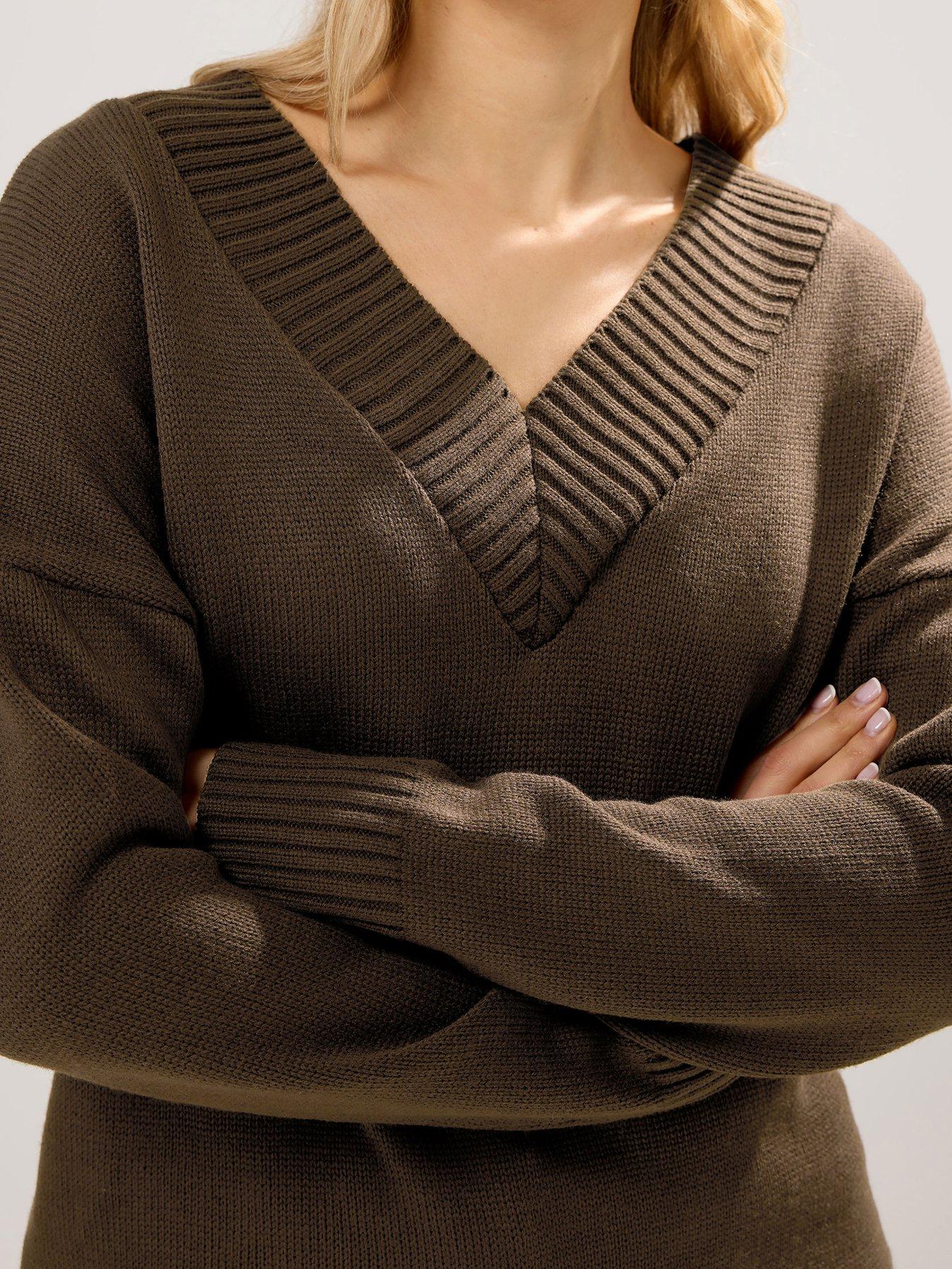  image of long-tall-sally-v-neck-jumper-brown