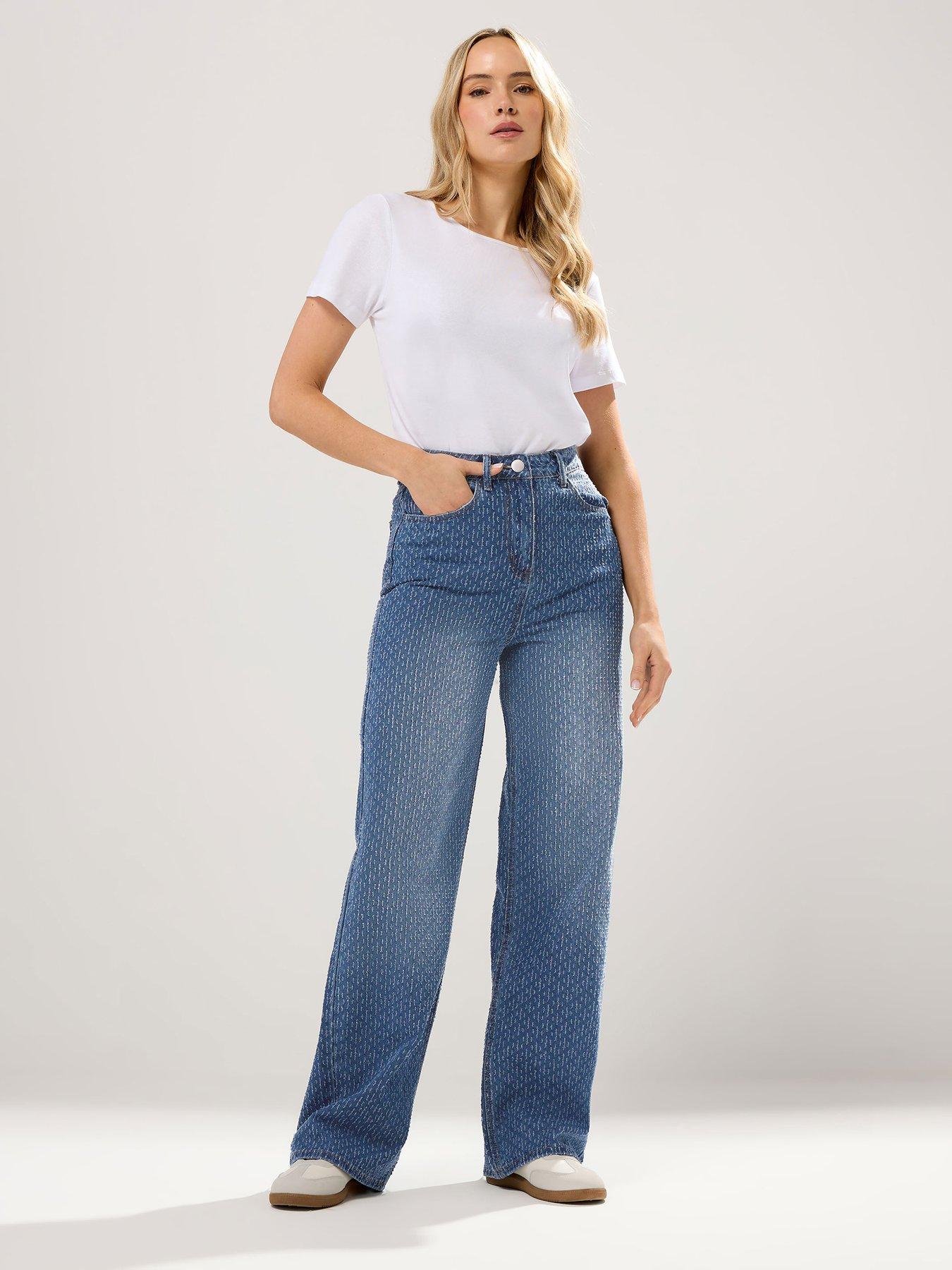  image of long-tall-sally-mid-wash-textured-jean-34-blue