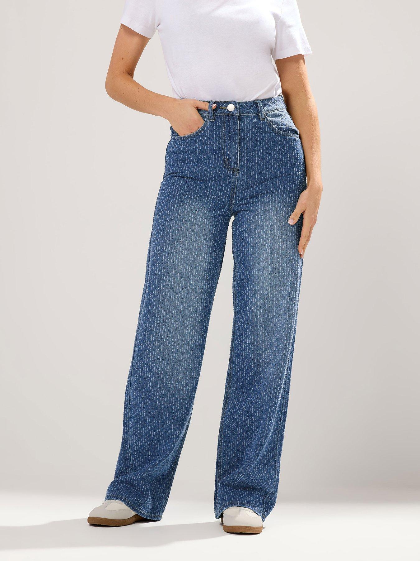  image of long-tall-sally-mid-wash-textured-jean-34-blue