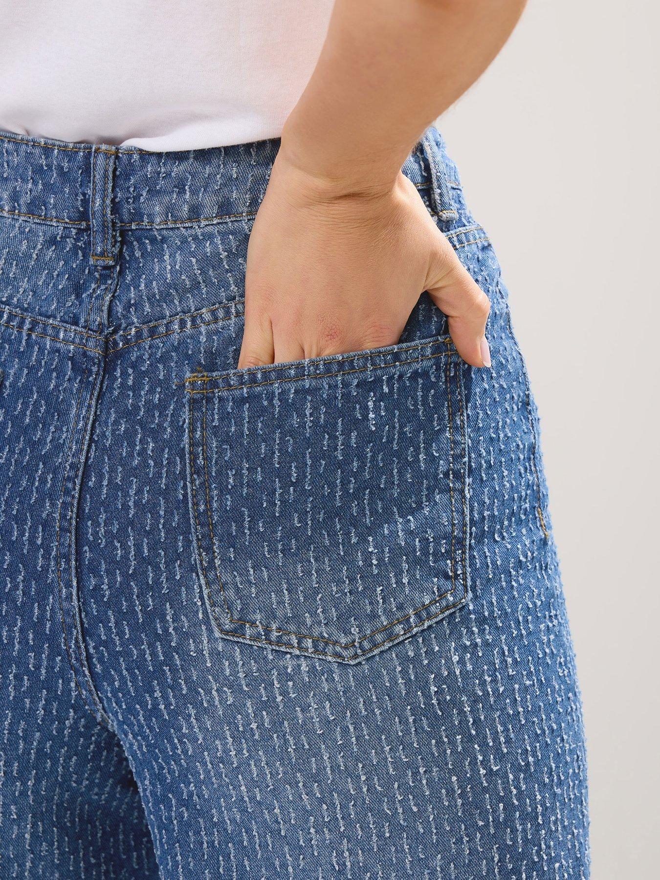  image of long-tall-sally-mid-wash-textured-jean-34-blue