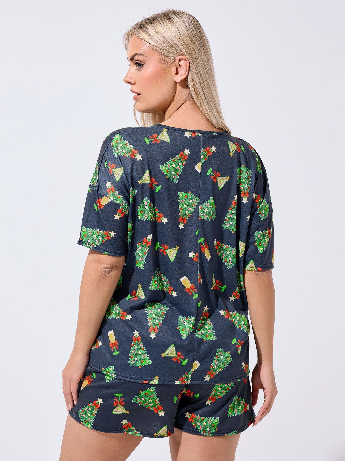  image of yours-curve-christmas-tree-pyjama-set-blue