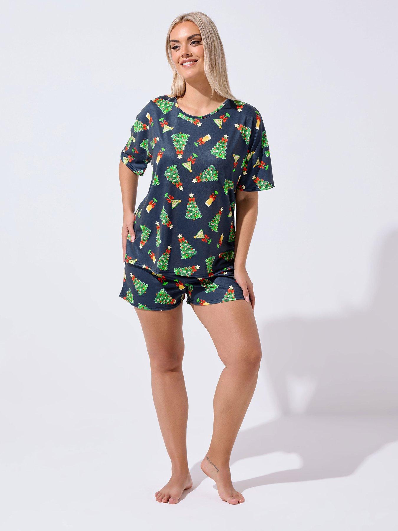  image of yours-curve-christmas-tree-pyjama-set-blue
