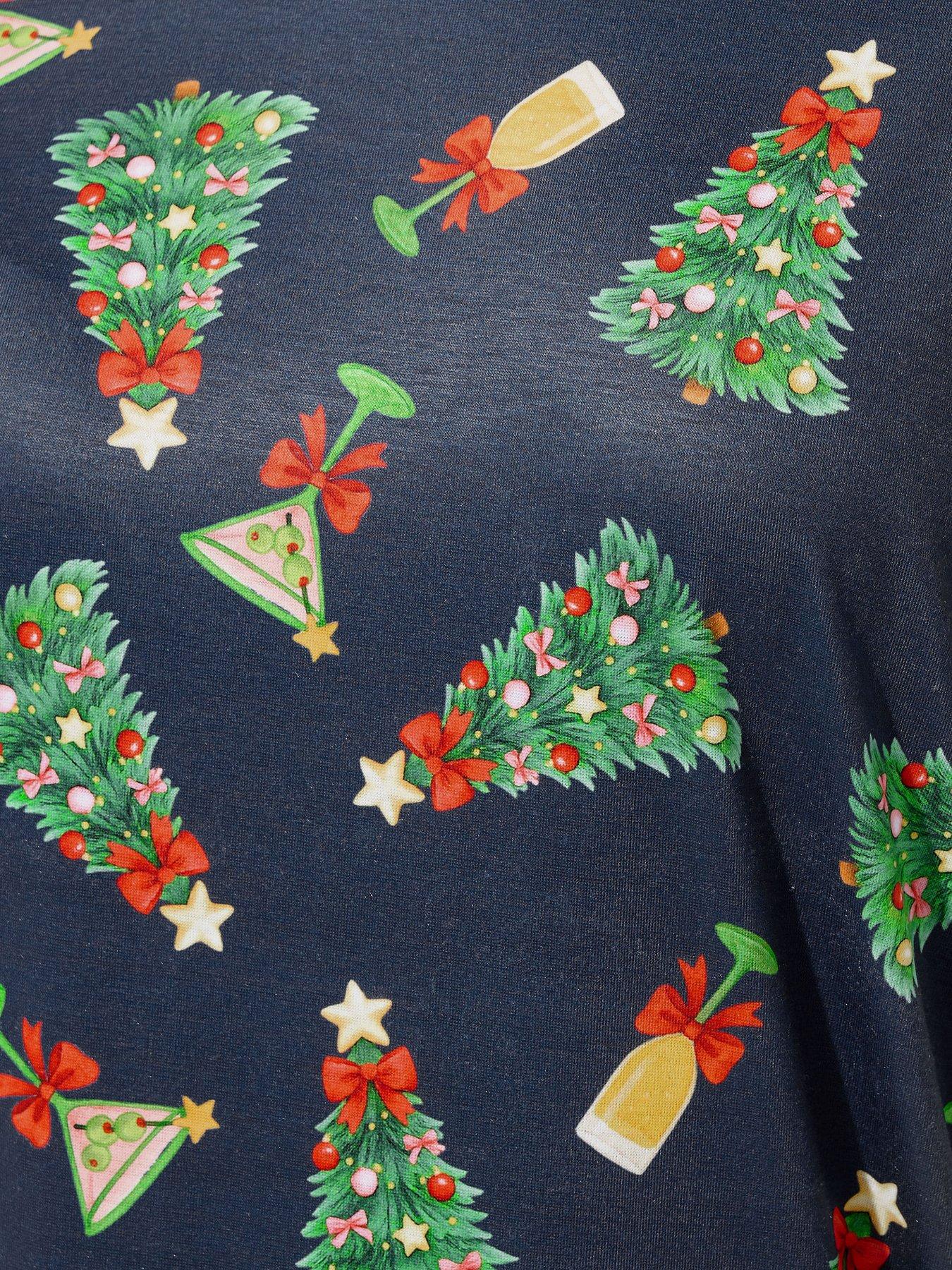  image of yours-curve-christmas-tree-pyjama-set-blue