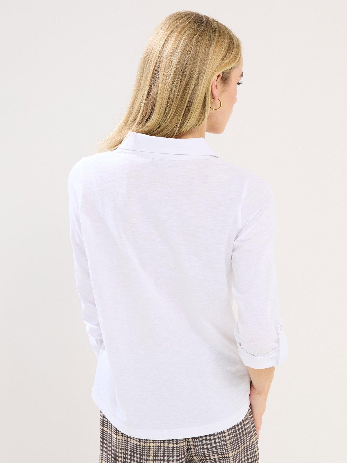 stillFront image of pixiegirl-petite-turn-up-sleeve-shirt-white