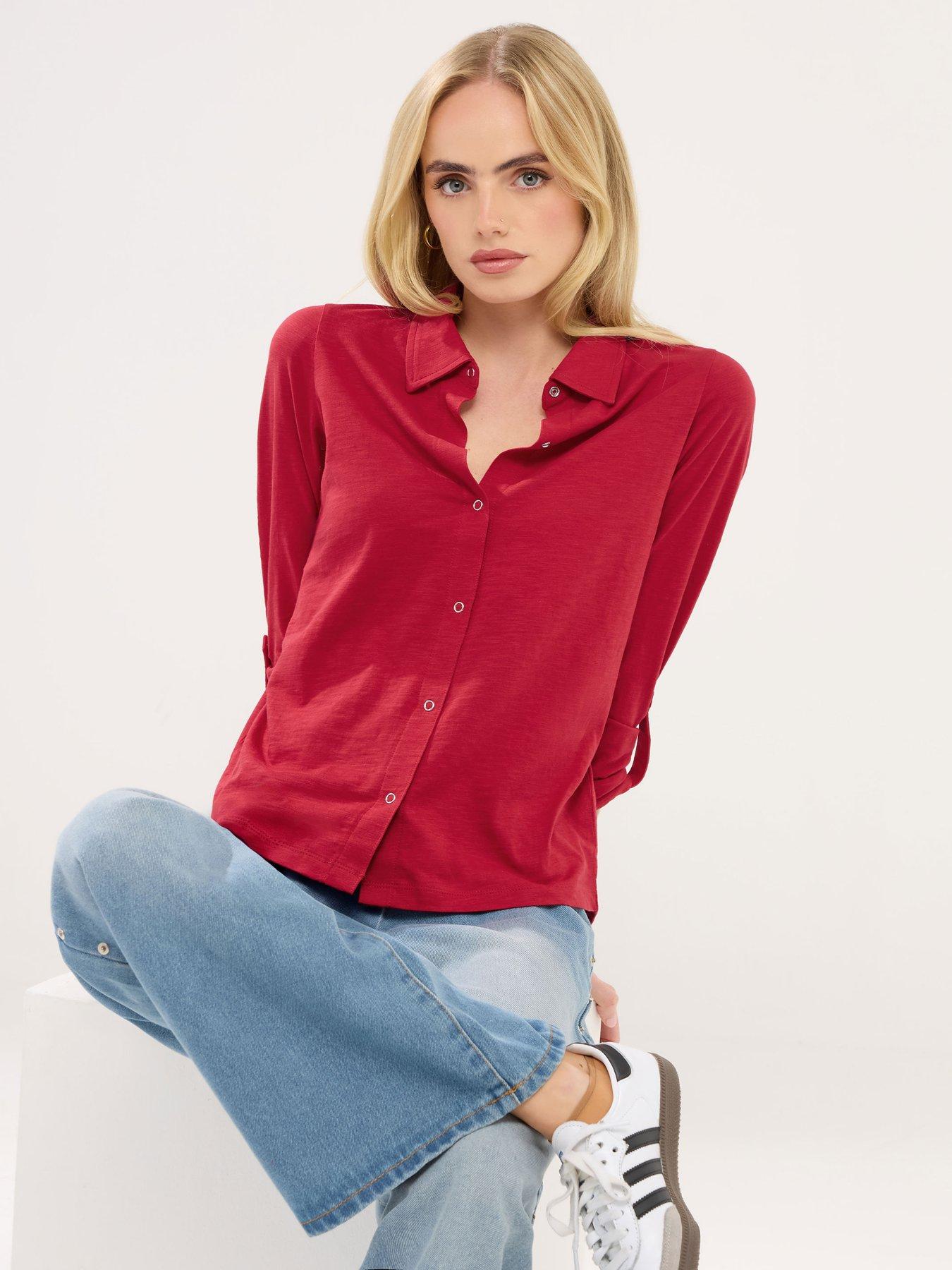 pixiegirl-petite-turn-up-sleeve-shirt-red