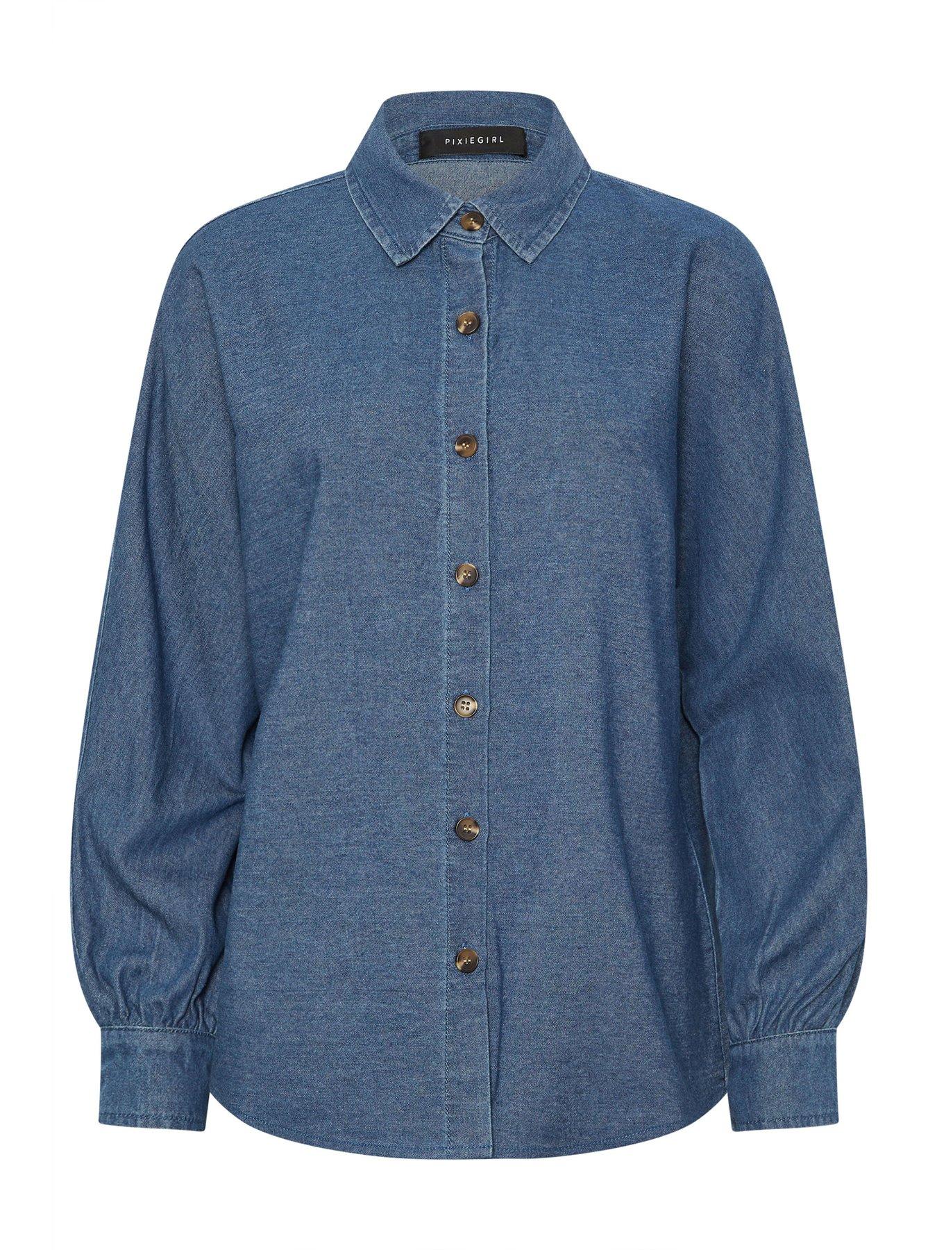  image of pixiegirl-petite-oversized-denim-shirt