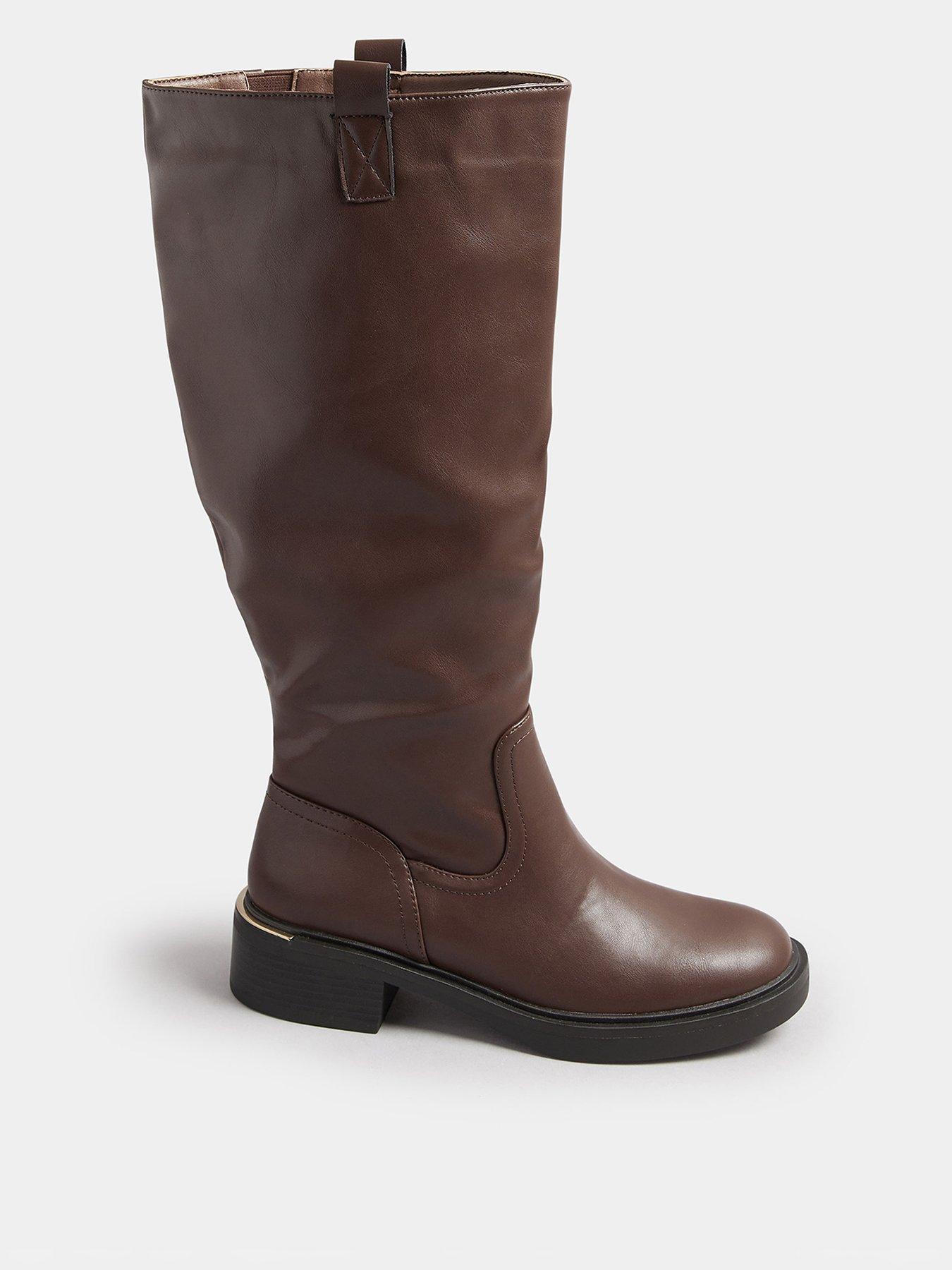 Yours Standard Fit Knee High Boot - Brown