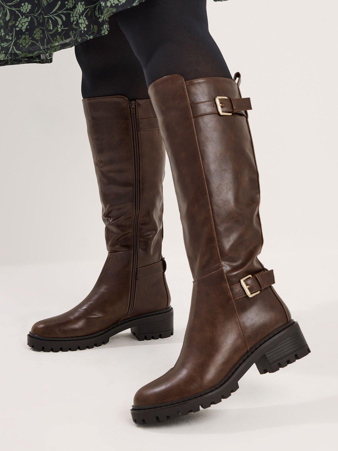  image of yours-stanadrd-fit-buckle-detail-knee-high-boot-brown