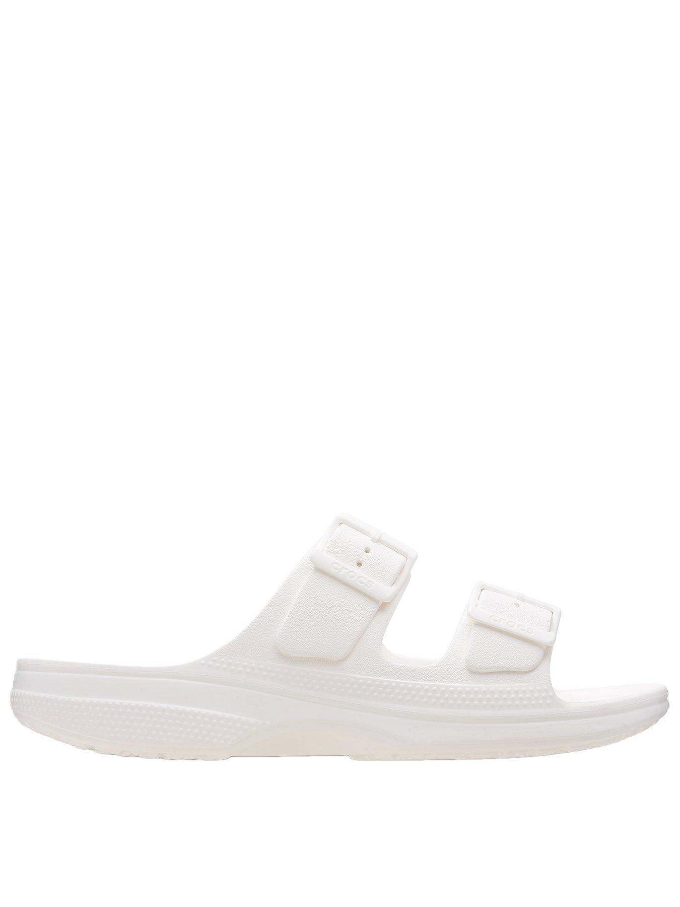 front image of crocs-classic-buckle-sandal-white