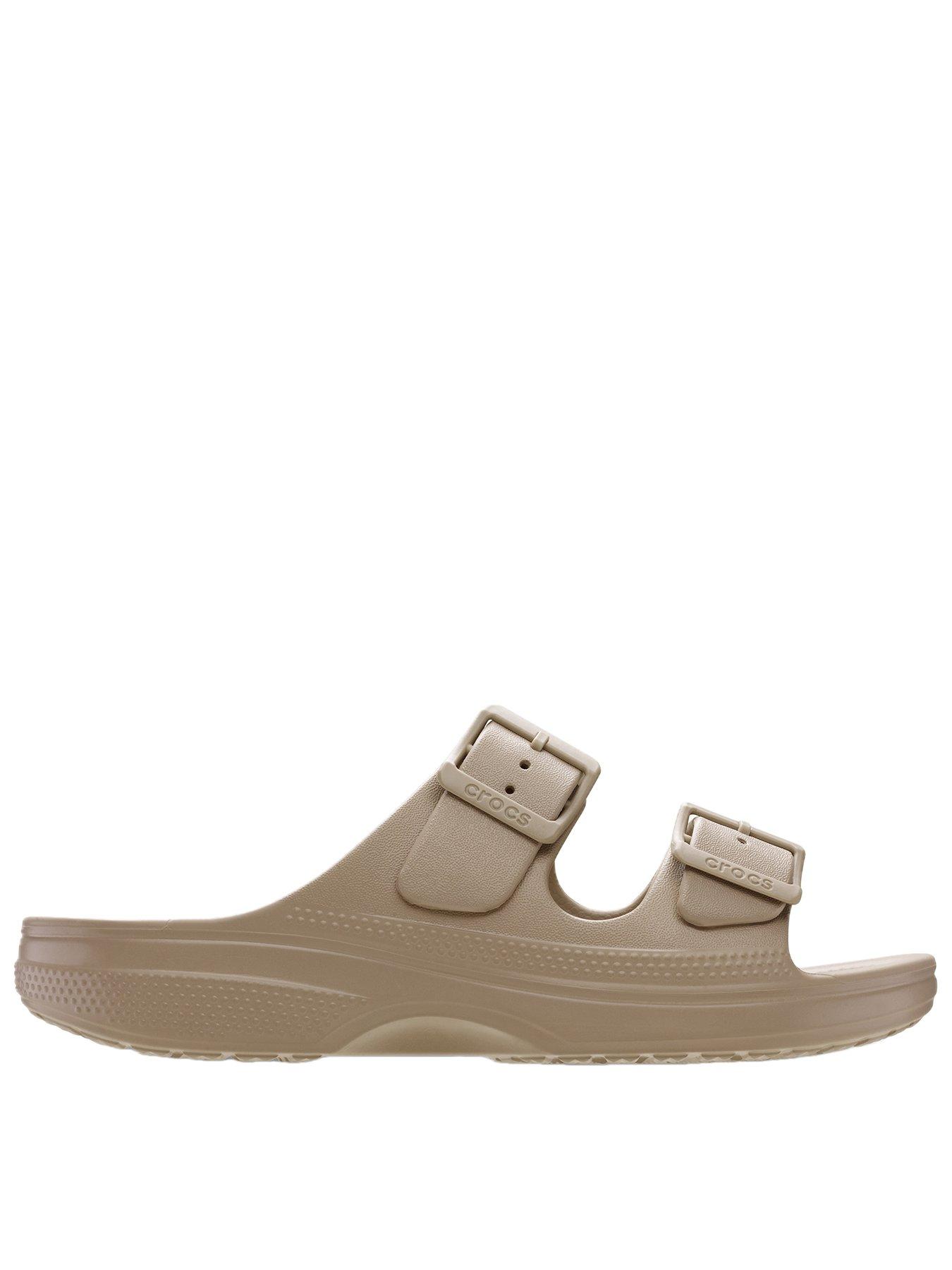 front image of crocs-classic-buckle-sandal-taupe