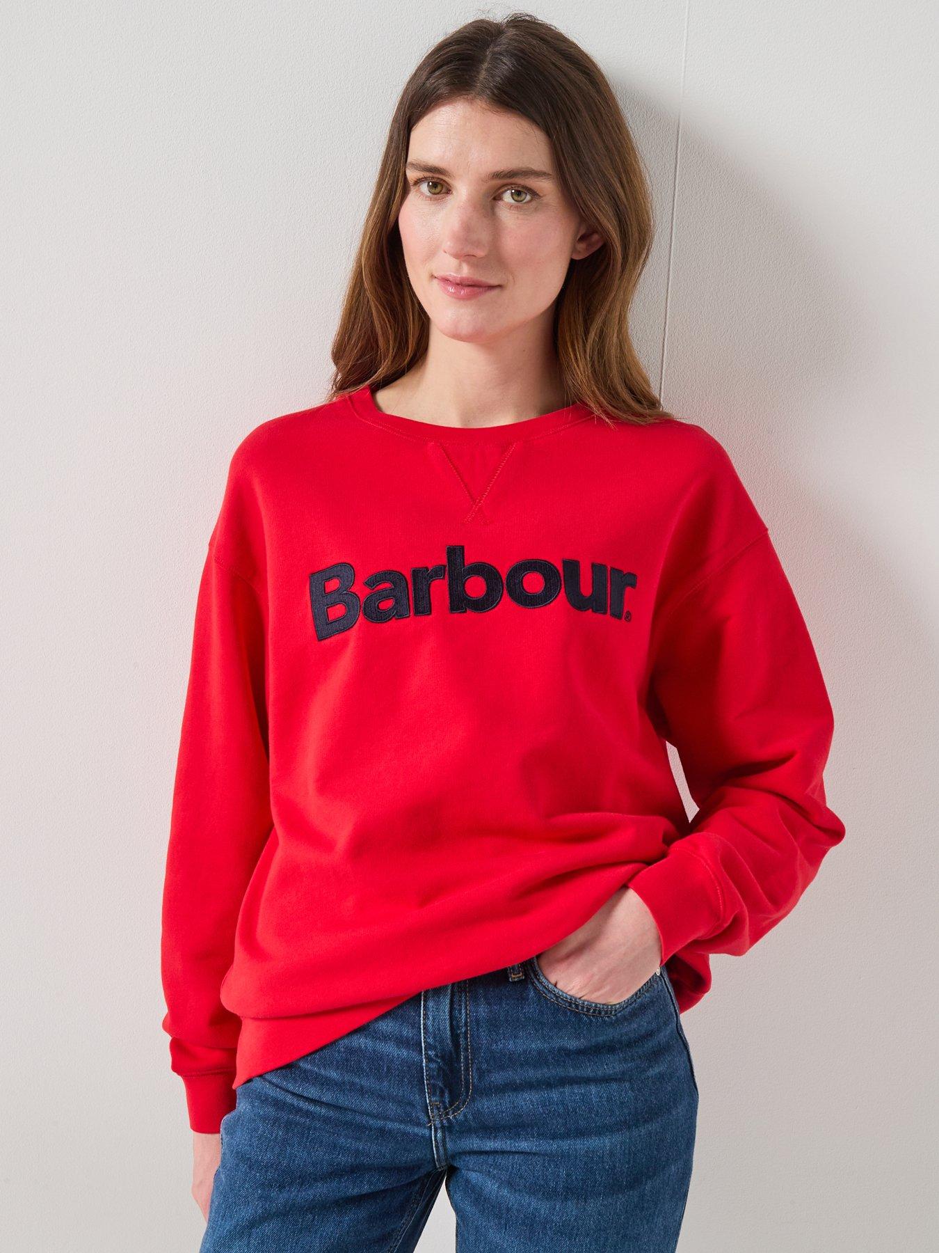 front image of barbour-hartland-crew-sweatshirt-red