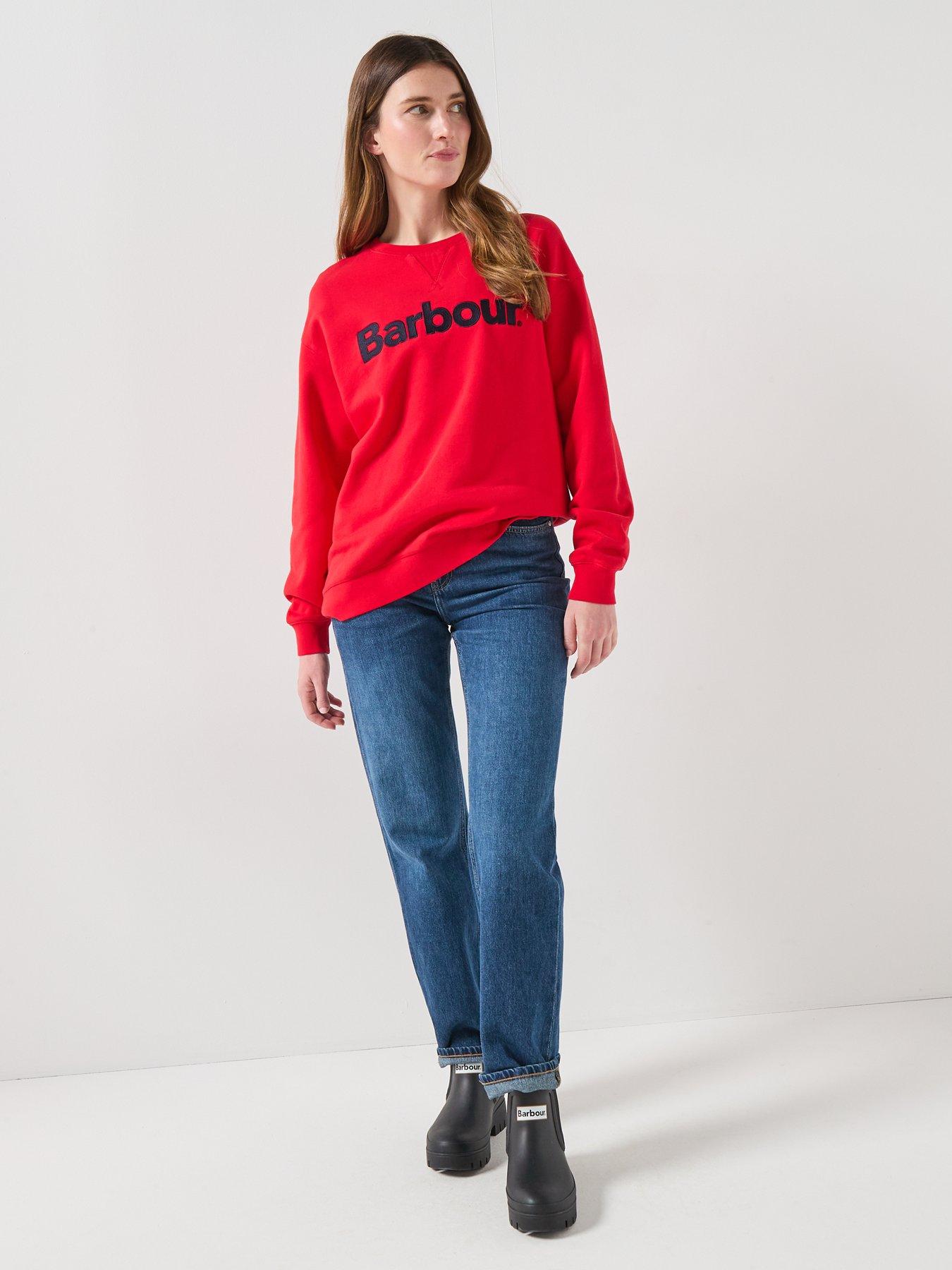  image of barbour-hartland-crew-sweatshirt-red