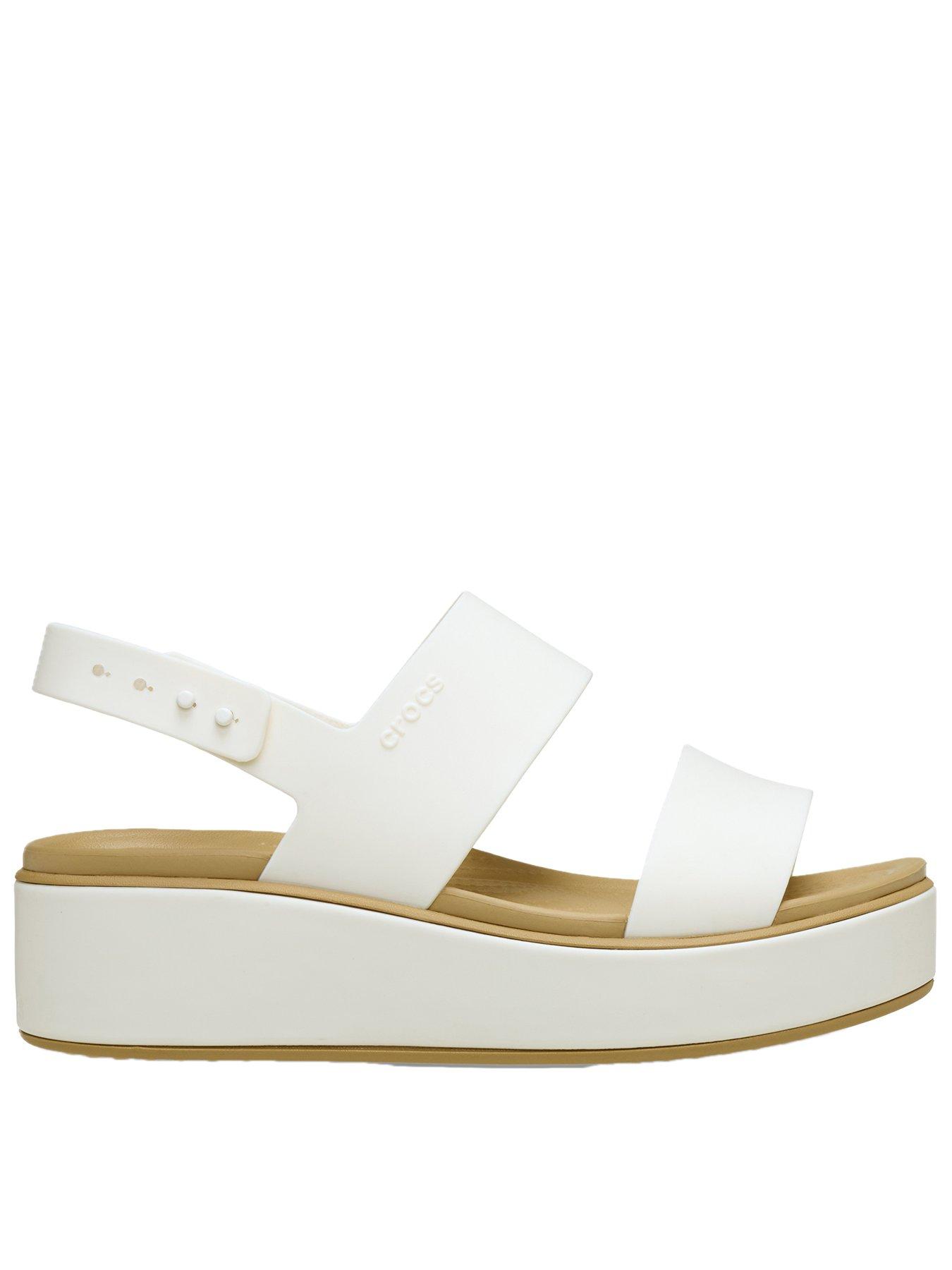  image of crocs-brooklyn-matte-wrap-low-wedge-sandal-chalktan