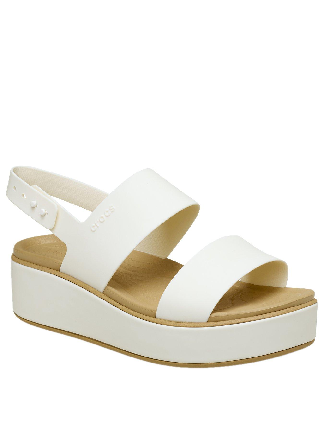  image of crocs-brooklyn-matte-wrap-low-wedge-sandal-chalktan