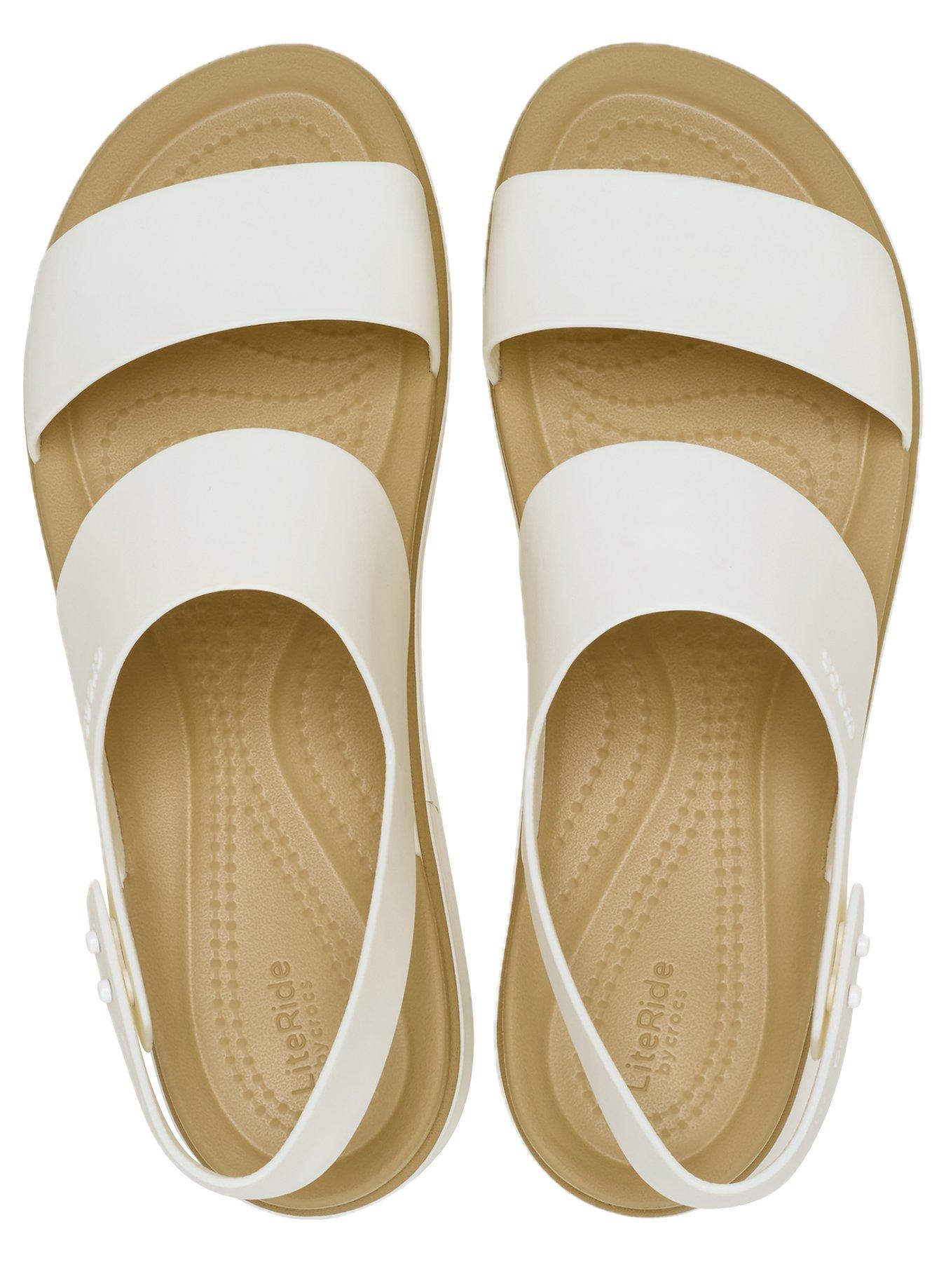  image of crocs-brooklyn-matte-wrap-low-wedge-sandal-chalktan