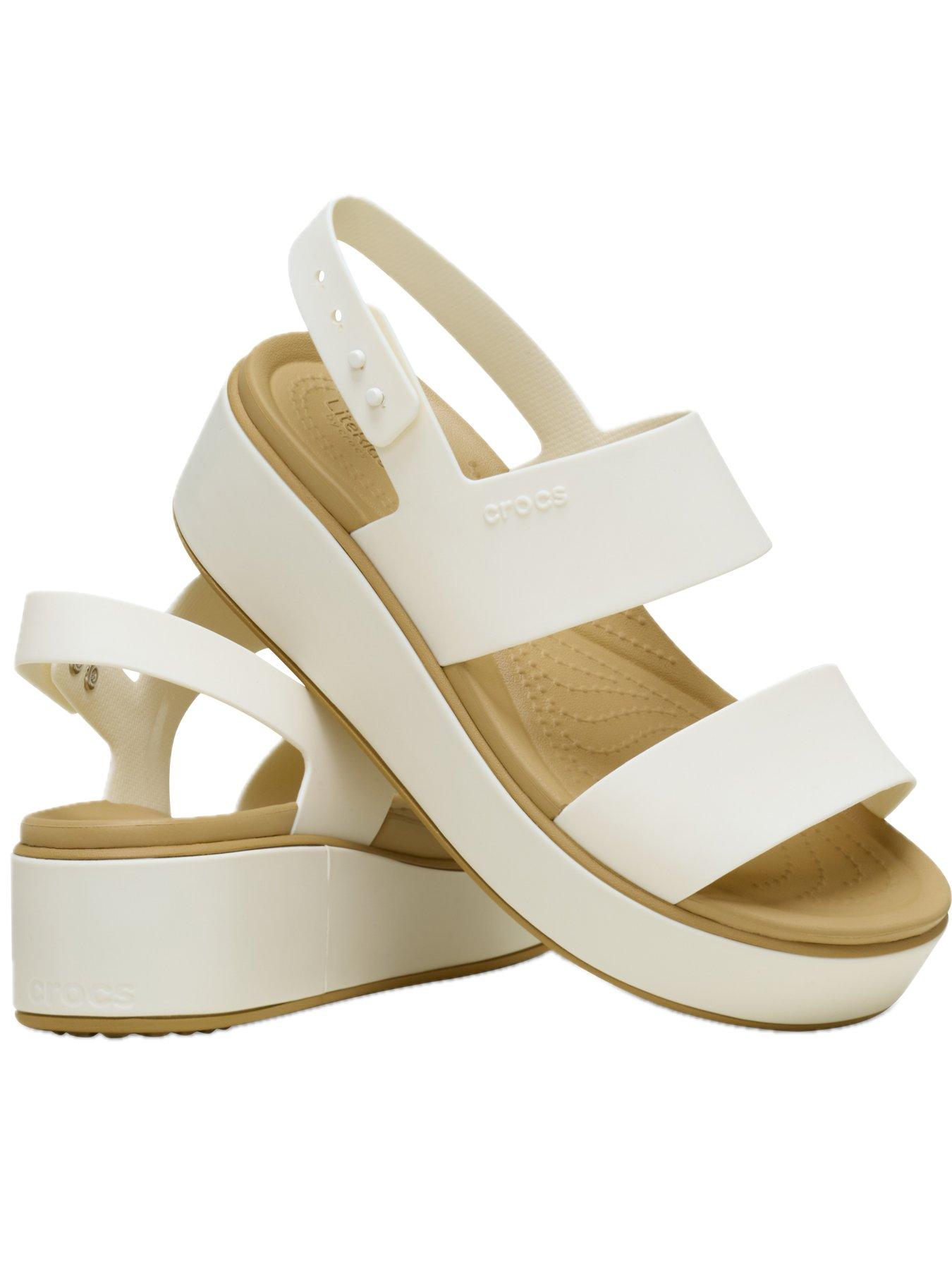  image of crocs-brooklyn-matte-wrap-low-wedge-sandal-chalktan
